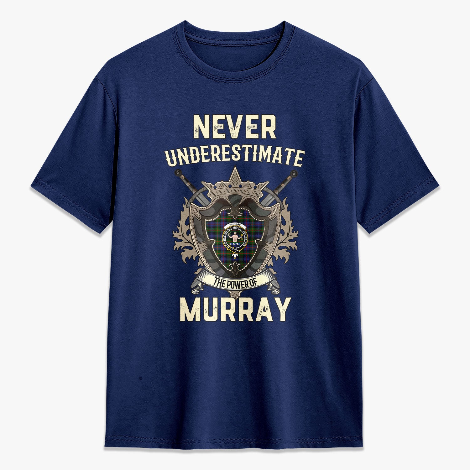 Murray of Atholl Modern Tartan Crest 2D T-shirt - Never Underestimate Style