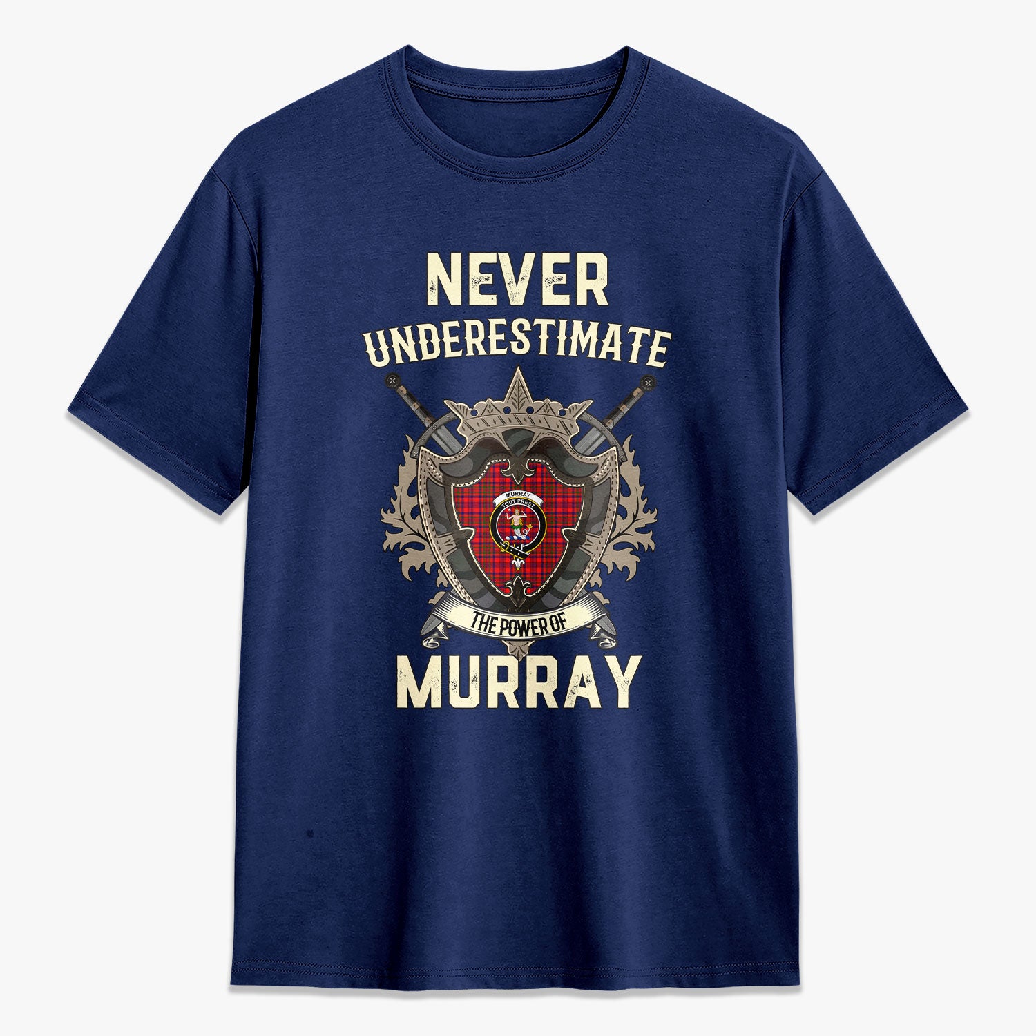 Murray of Tulloch Modern Tartan Crest 2D T-shirt - Never Underestimate Style