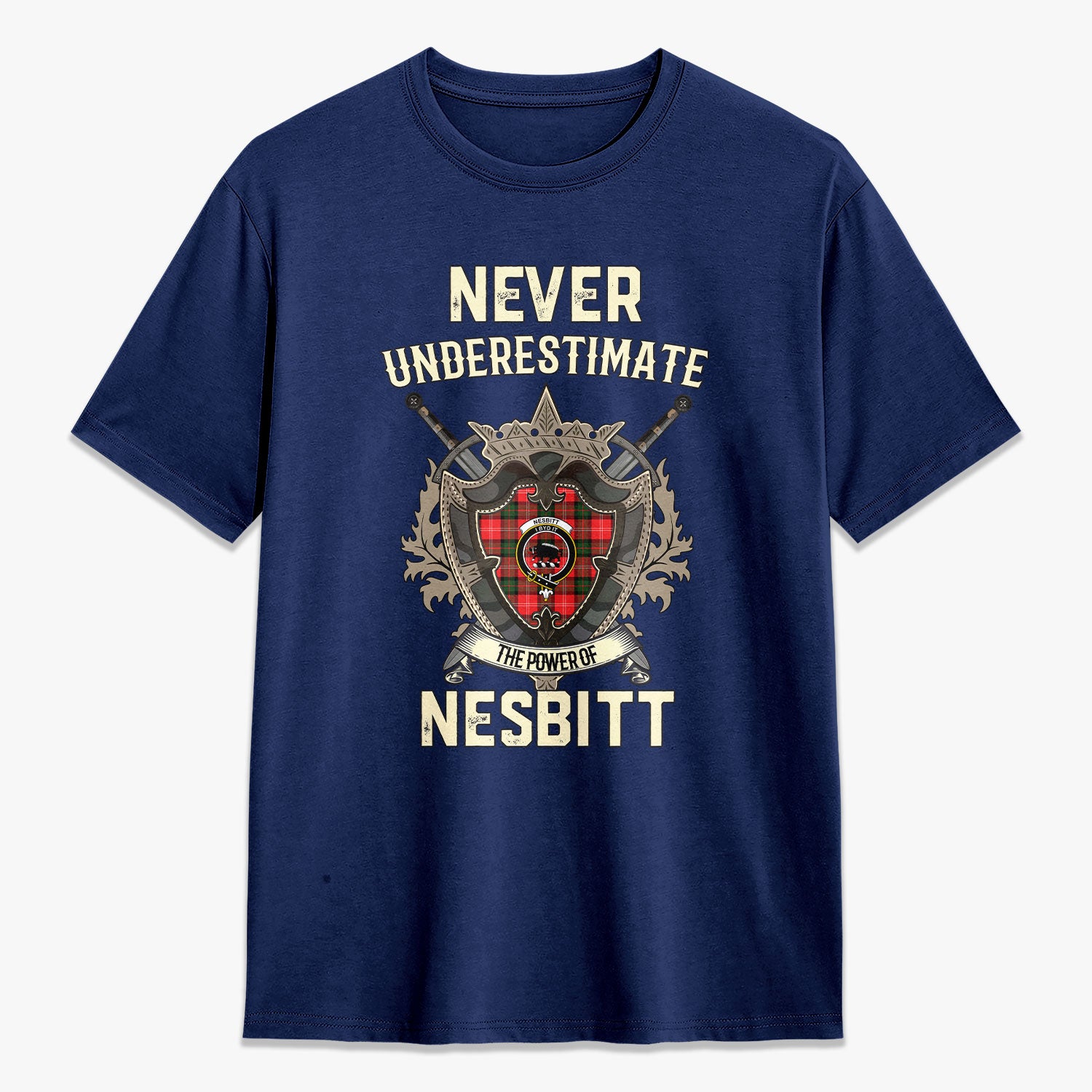 Nesbitt Modern Tartan Crest 2D T-shirt - Never Underestimate Style