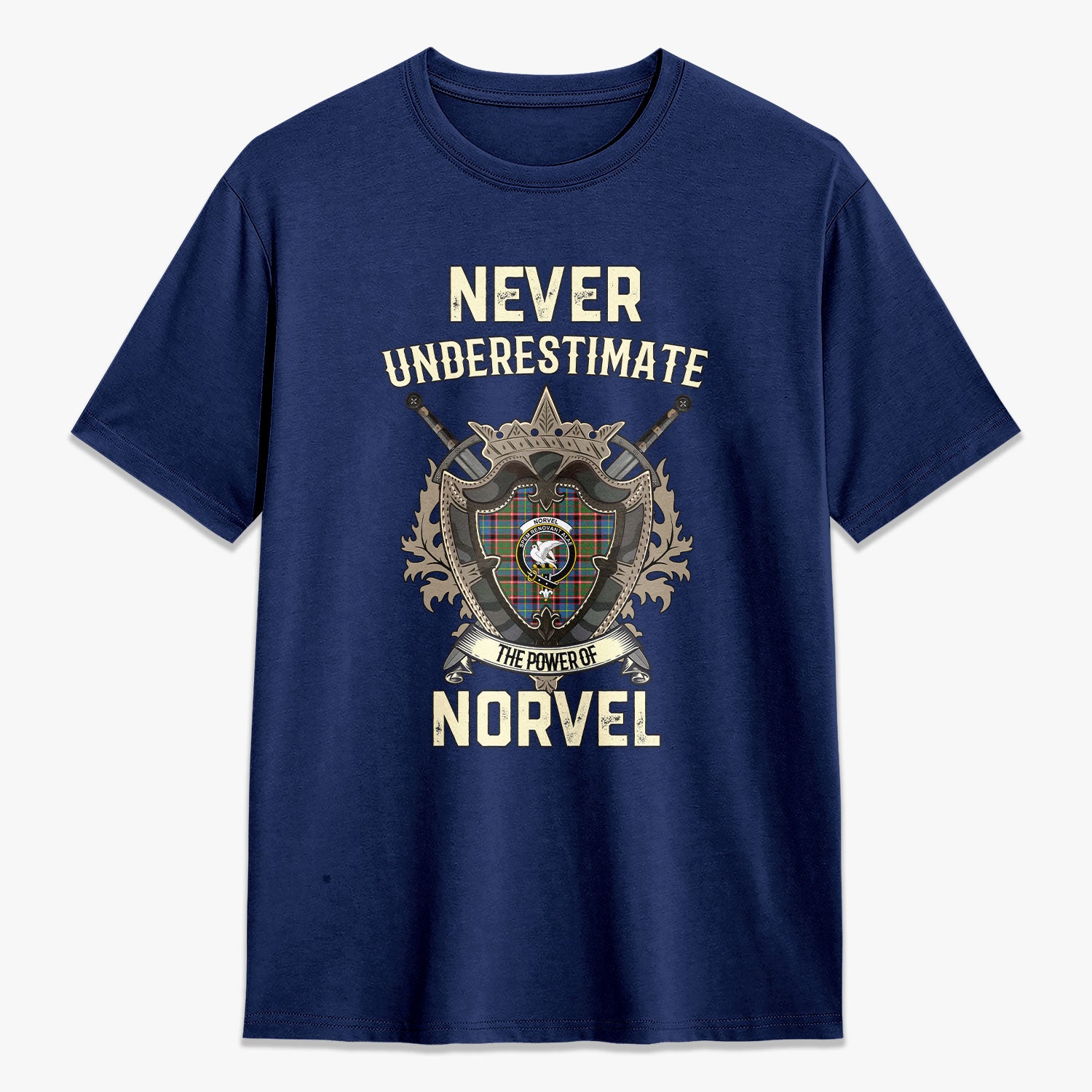 Norvel (or Norvill) Tartan Crest 2D T-shirt - Never Underestimate Style