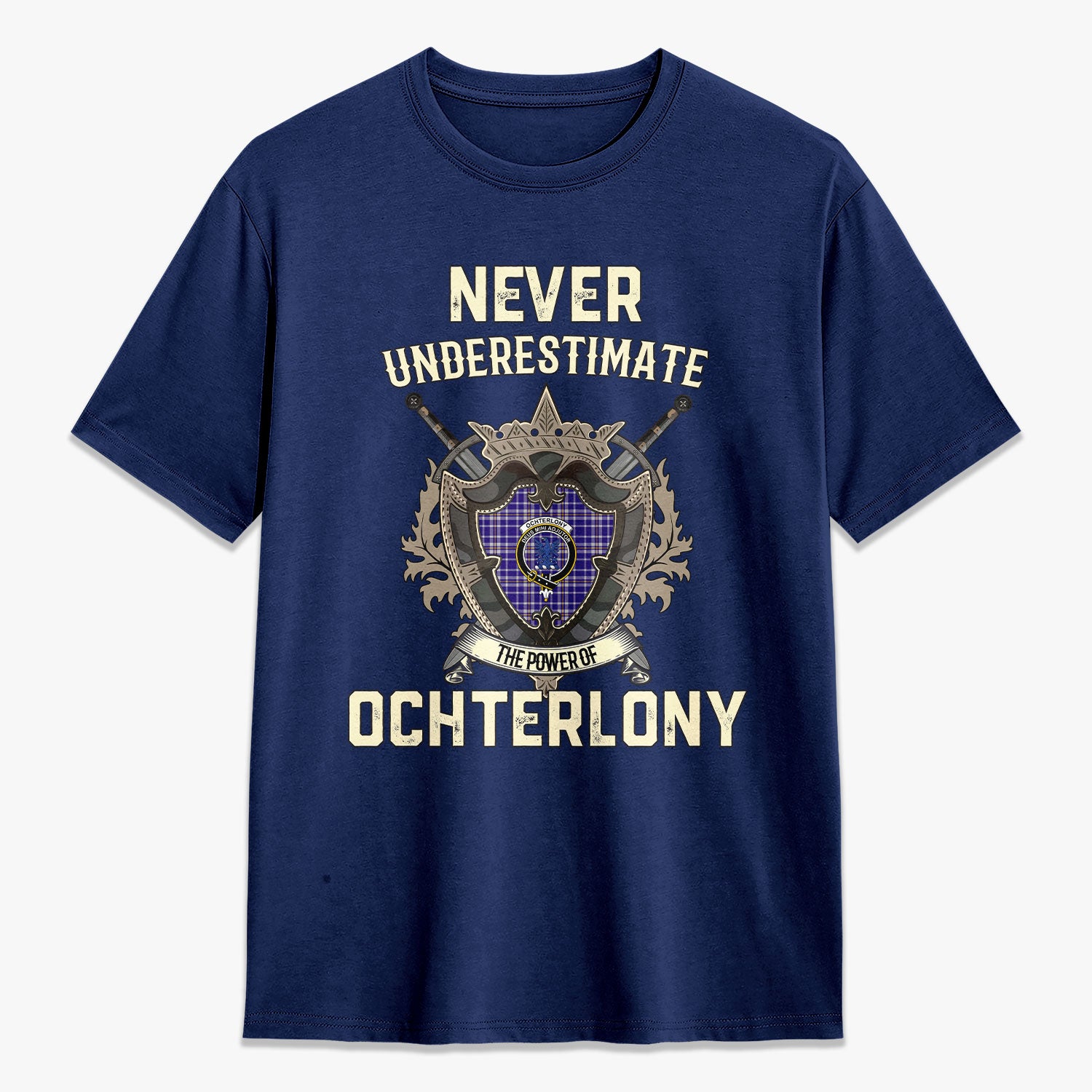 Ochterlony Tartan Crest 2D T-shirt - Never Underestimate Style