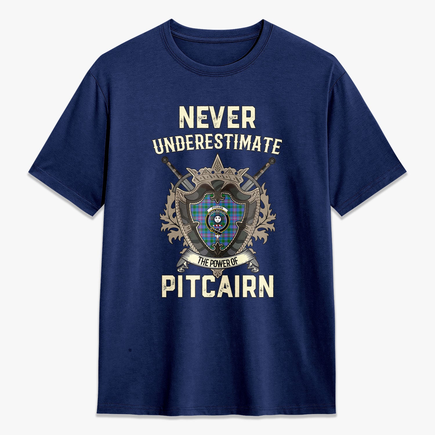 Pitcairn Hunting Tartan Crest 2D T-shirt - Never Underestimate Style