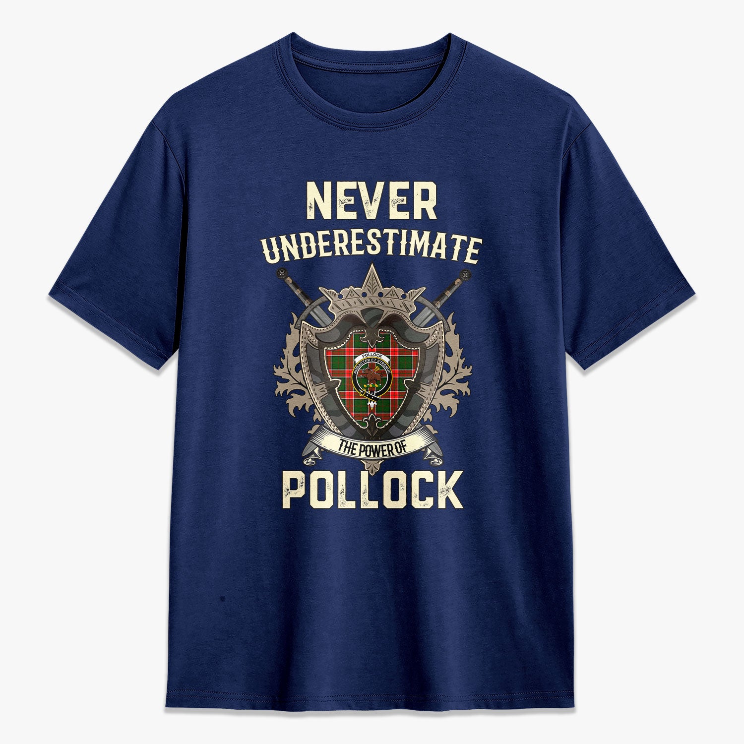 Pollock Tartan Crest 2D T-shirt - Never Underestimate Style