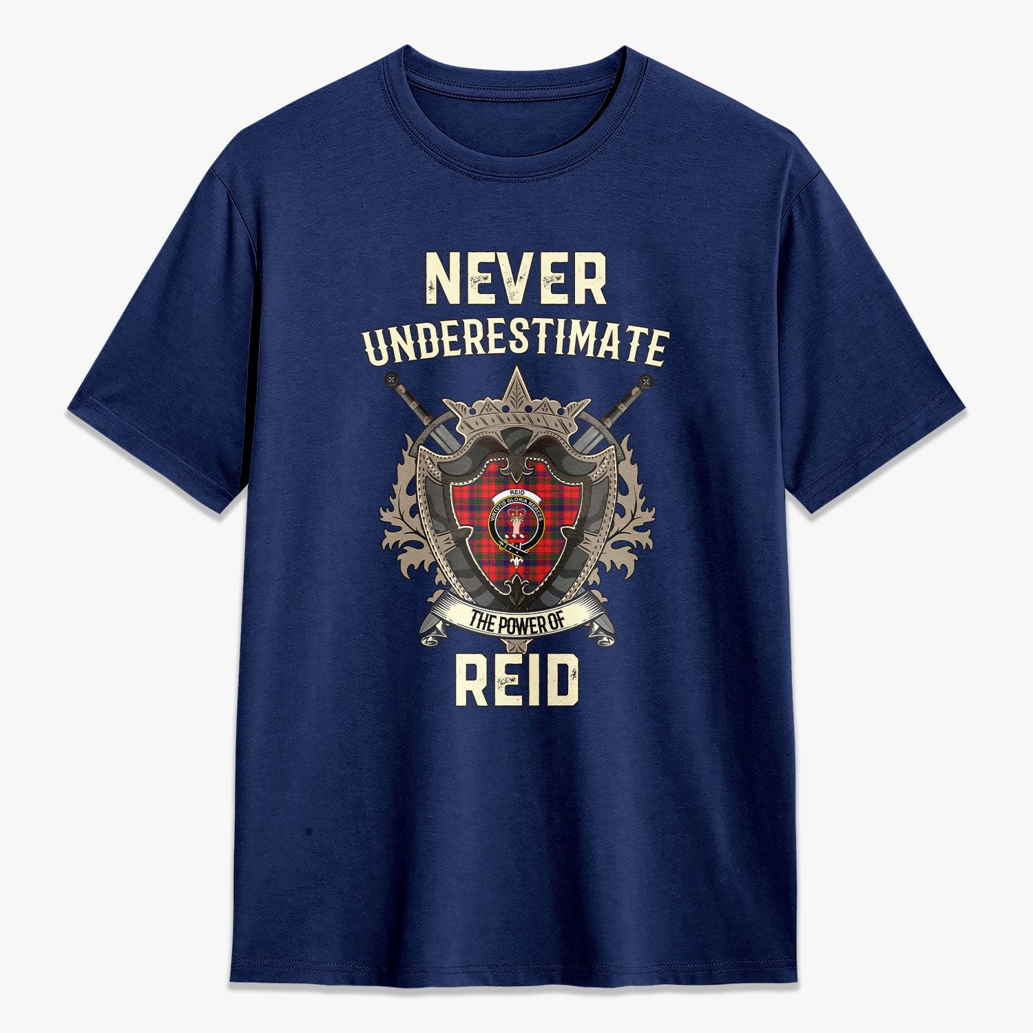 Reid Modern Tartan Crest 2D T-shirt - Never Underestimate Style