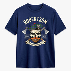 Robertson Hunting Modern Tartan Crest 2D T-shirt - Alba Skull Style