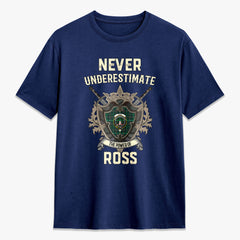 Ross Hunting Modern Tartan Crest 2D T-shirt - Never Underestimate Style