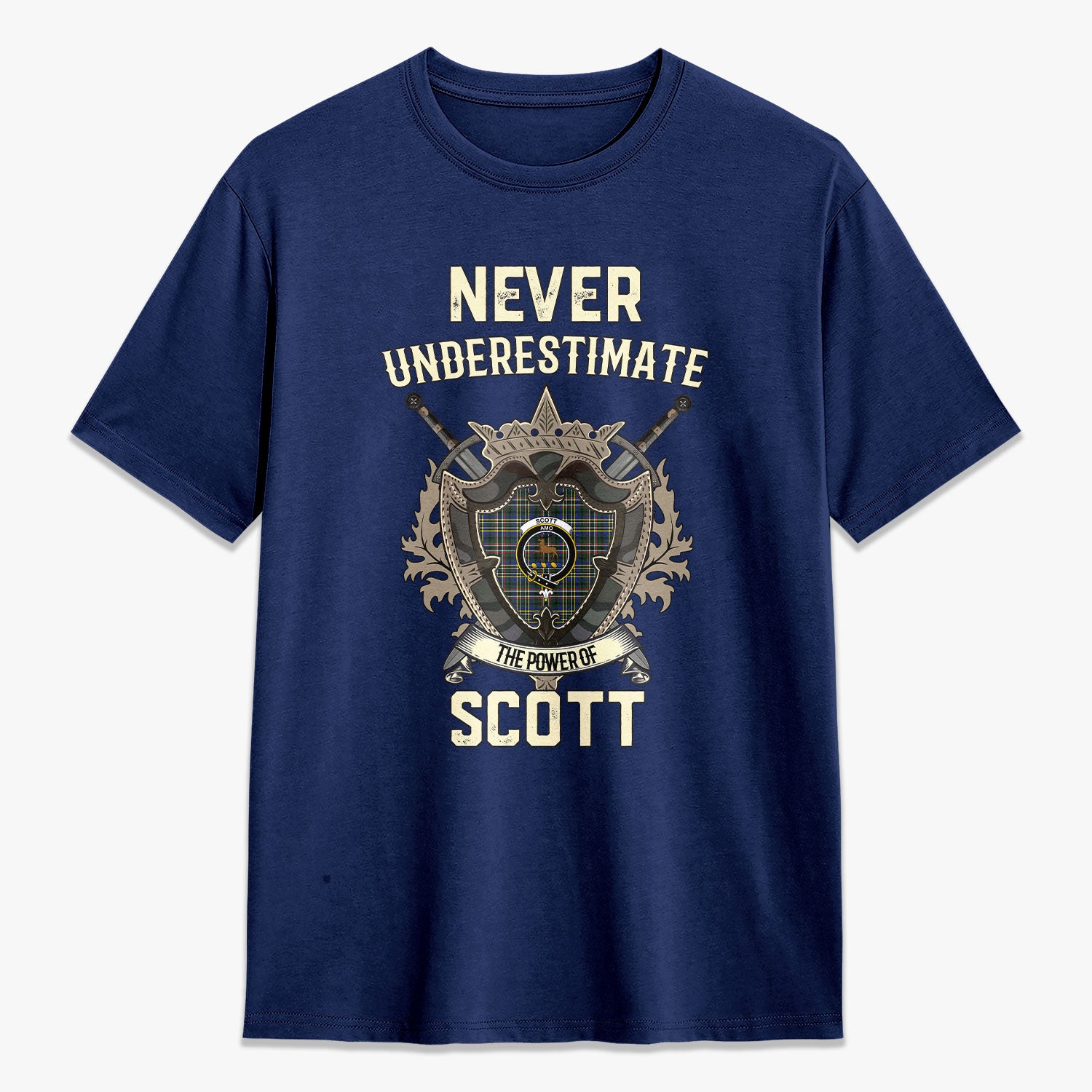 Scott Green Modern Tartan Crest 2D T-shirt - Never Underestimate Style