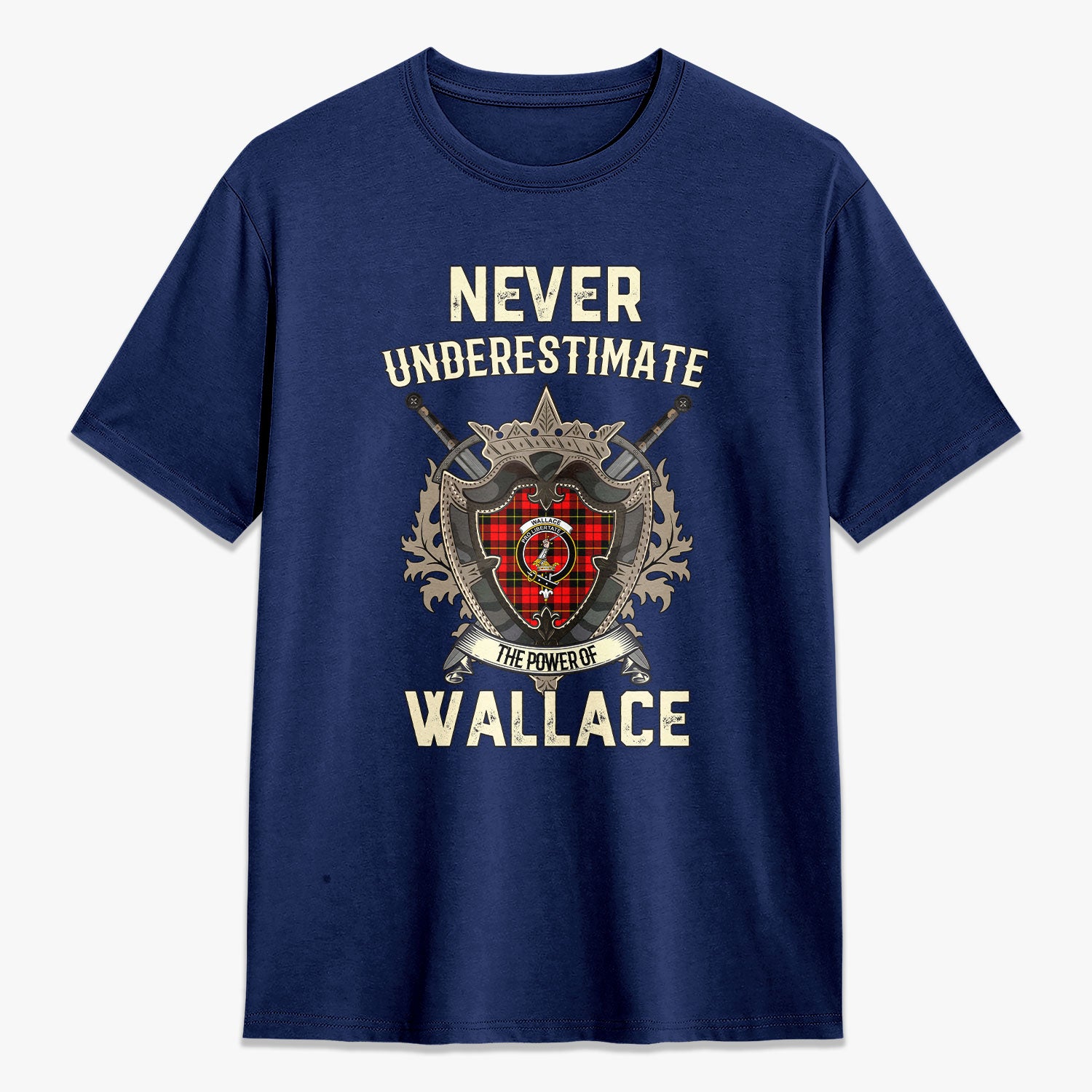 Wallace Hunting Red Tartan Crest 2D T-shirt - Never Underestimate Style