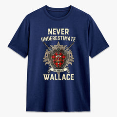 Wallace Hunting Red Tartan Crest 2D T-shirt - Never Underestimate Style