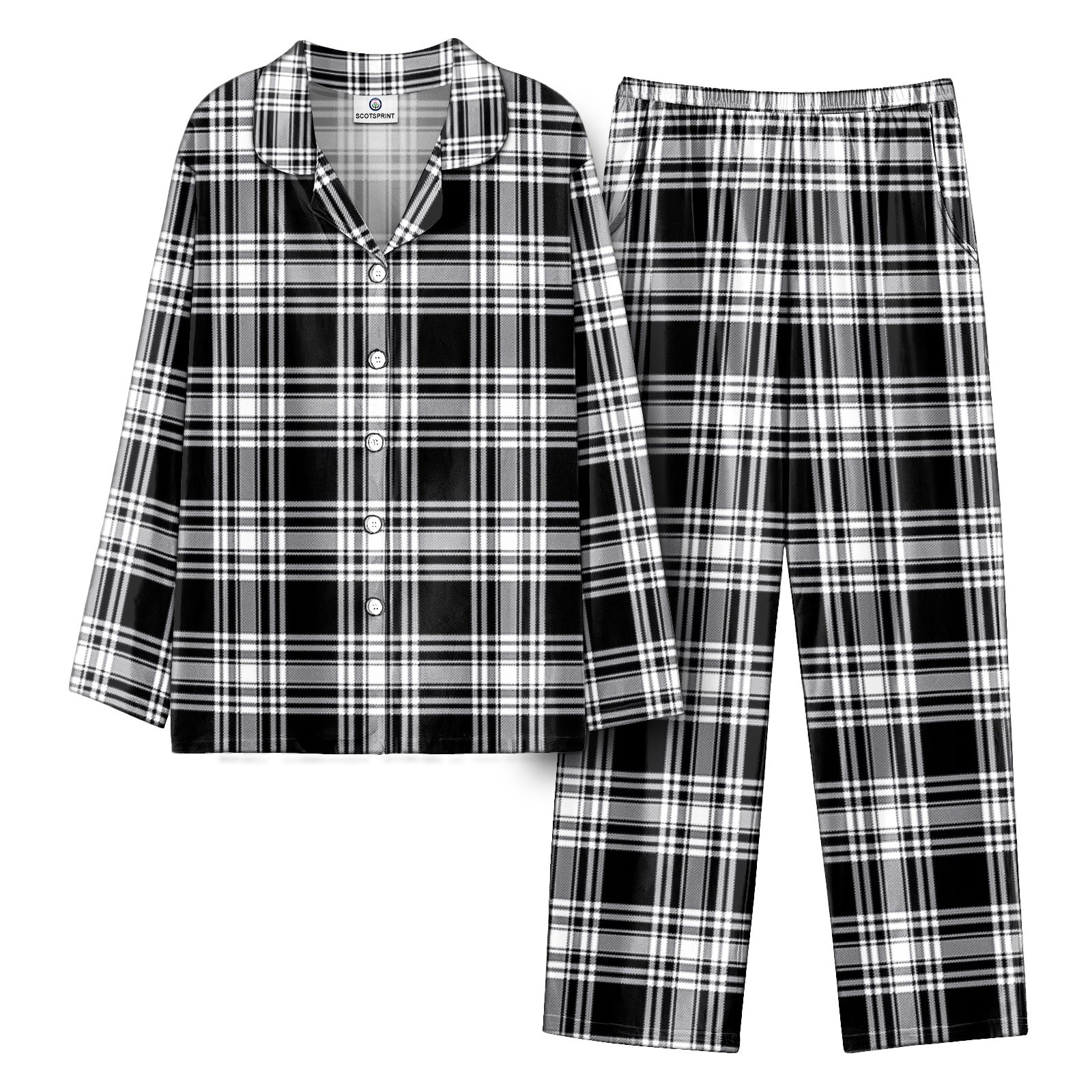 Menzies Black - White Modern Tartan Pajama Set