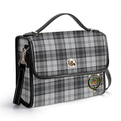 Douglas Grey Modern Tartan Crest Satchel Bag
