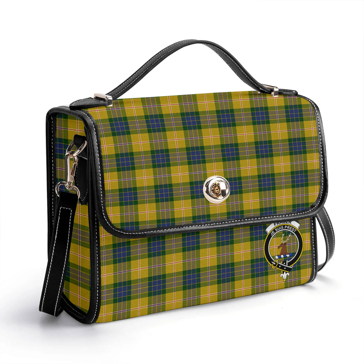 Fraser (of Lovat) Yellow Tartan Crest Satchel Bag