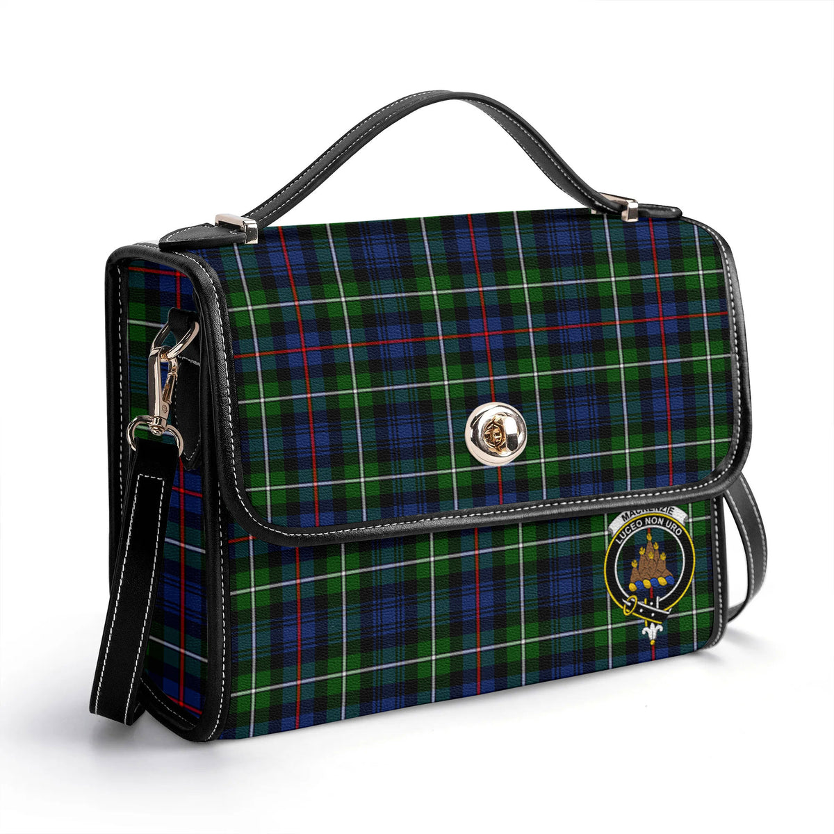 MacKenzie Modern Tartan Crest Satchel Bag