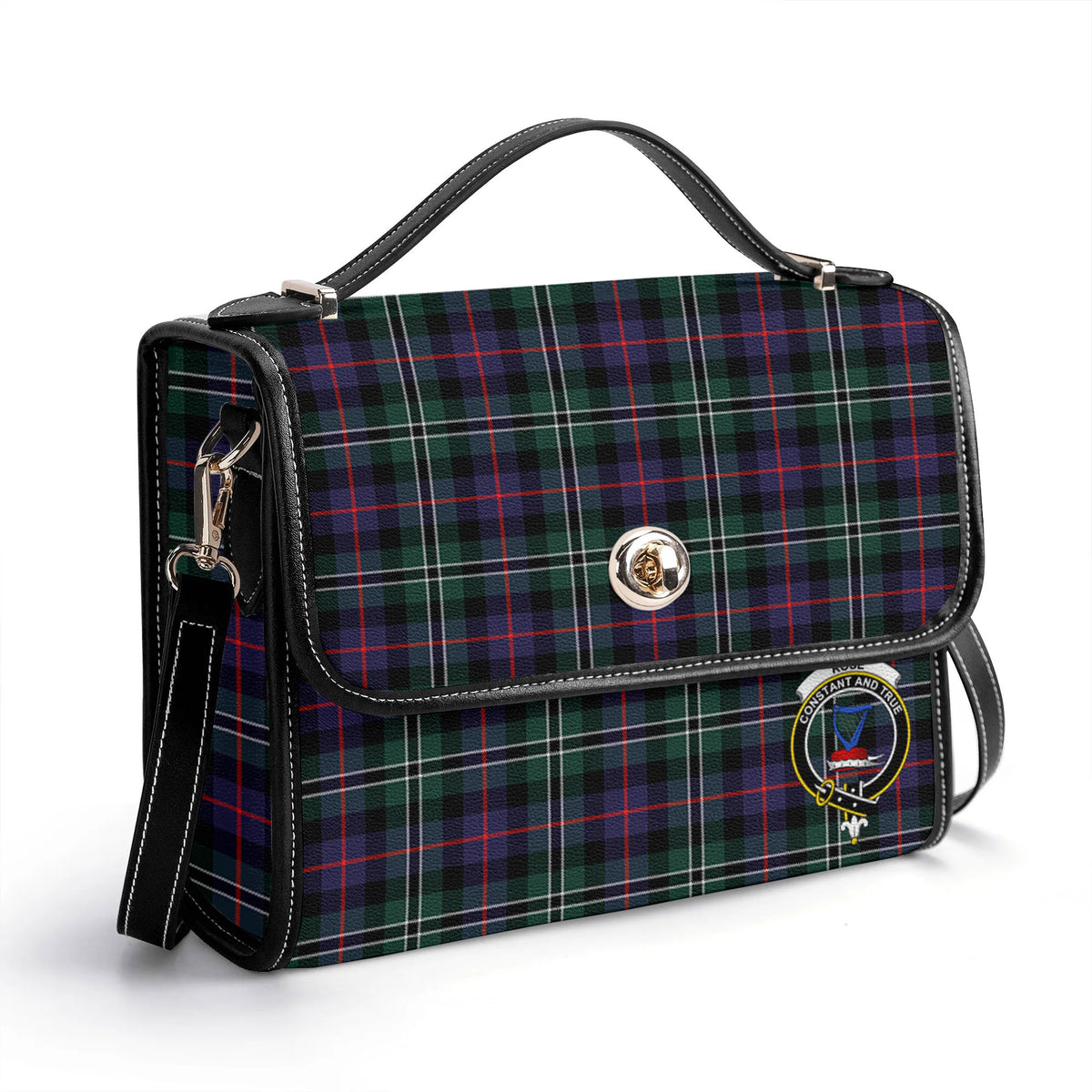 Rose Hunting Modern Tartan Crest Satchel Bag