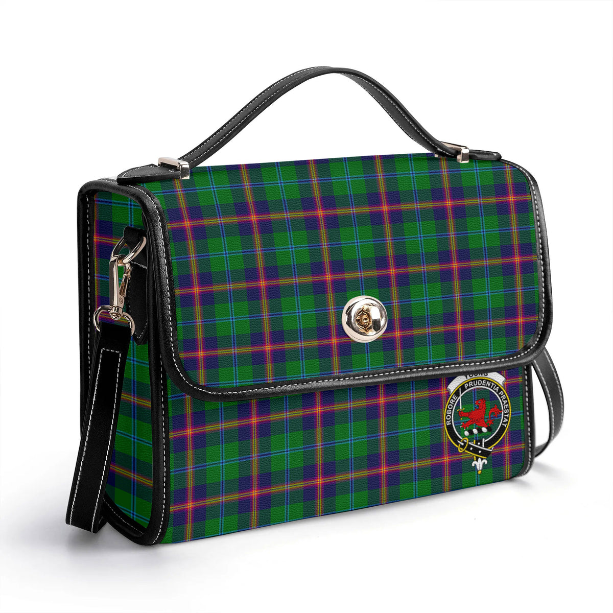 Young Modern Tartan Crest Satchel Bag