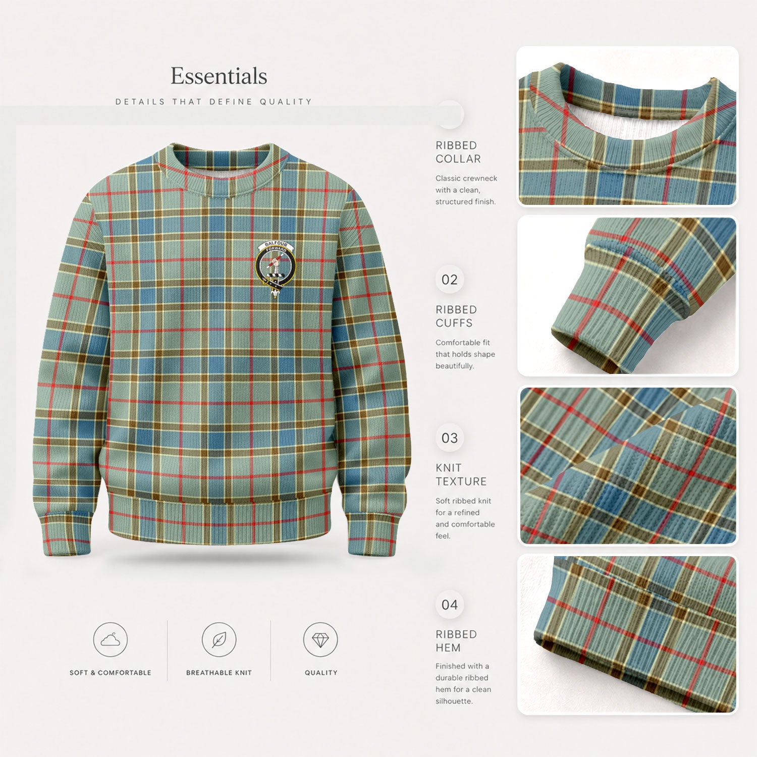 Balfour Blue Tartan Crest Sweater