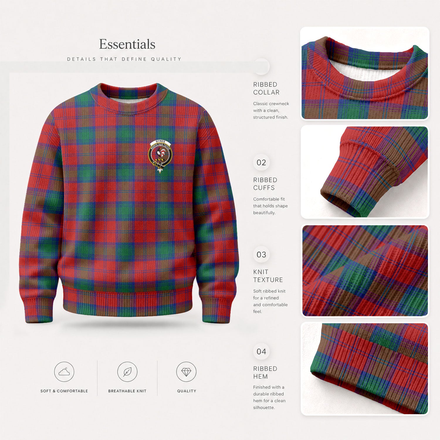 Byres Tartan Crest Sweater