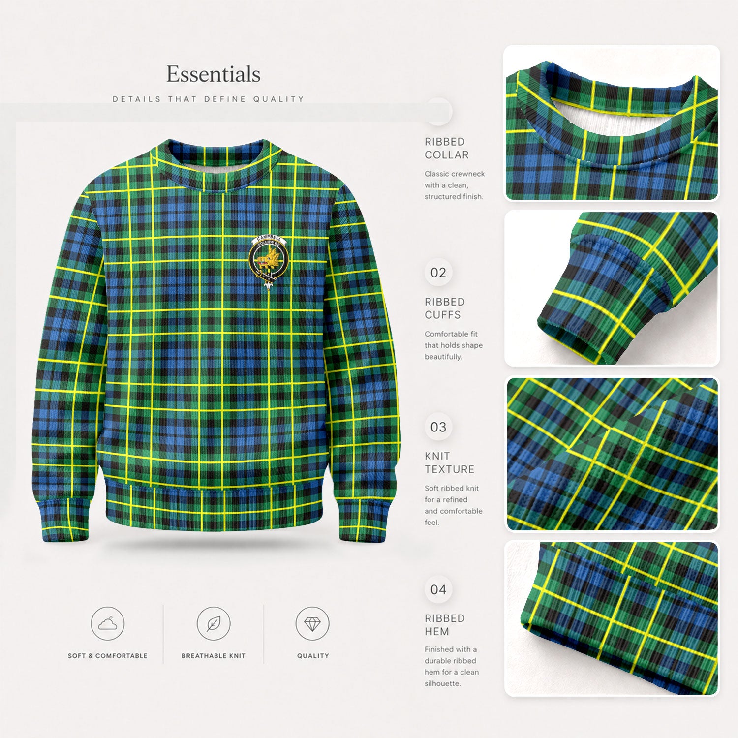 Campbell of Breadalbane Ancient Tartan Crest Sweater