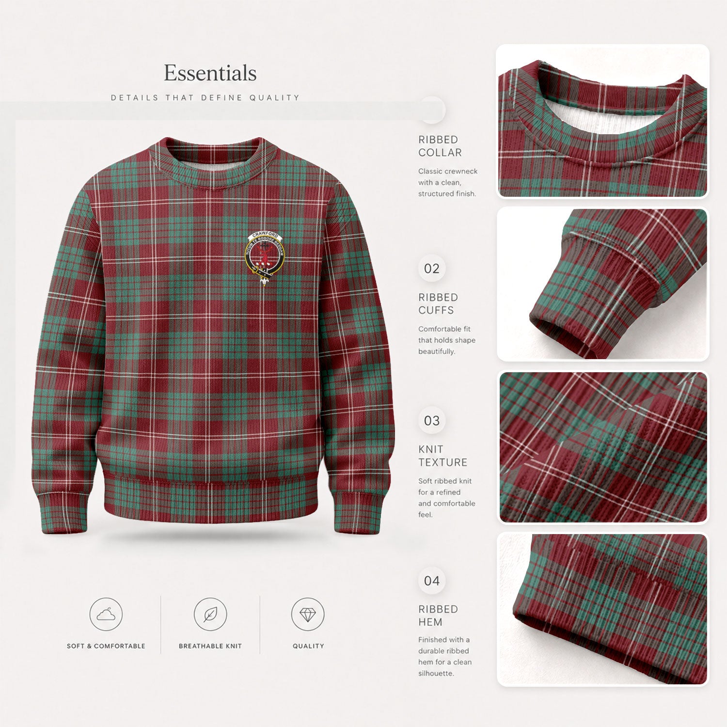 Crawford Modern Tartan Crest Sweater