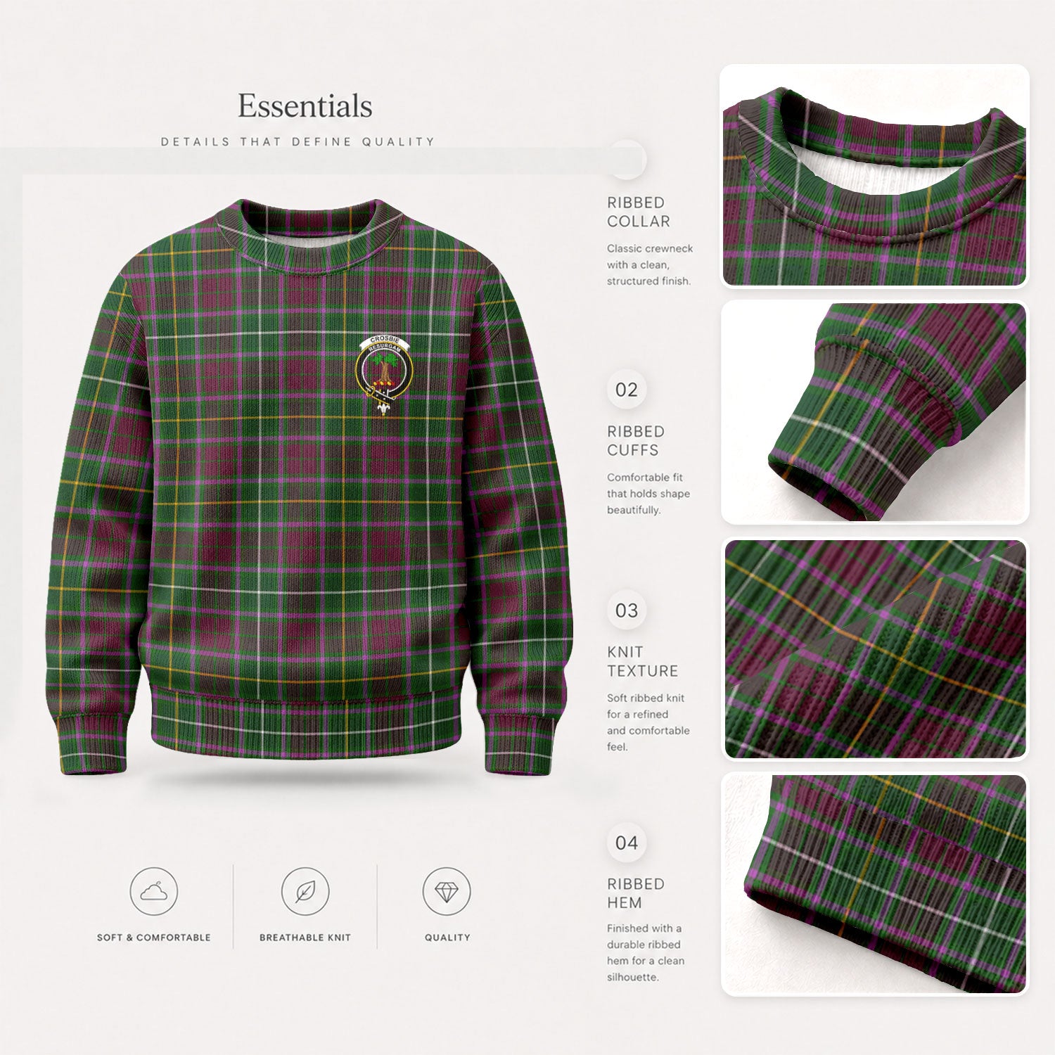 Crosbie Tartan Crest Sweater