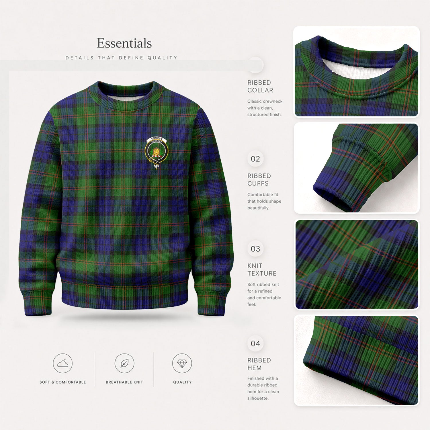 Dundas Modern Tartan Crest Sweater