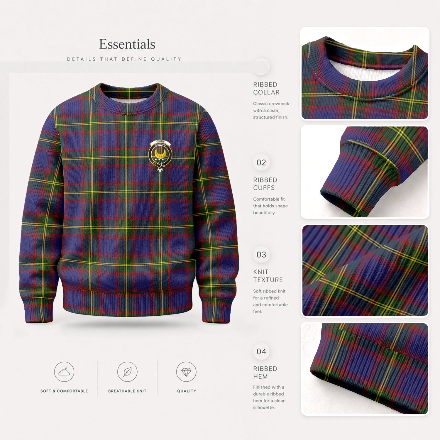 Durie Tartan Crest Sweater