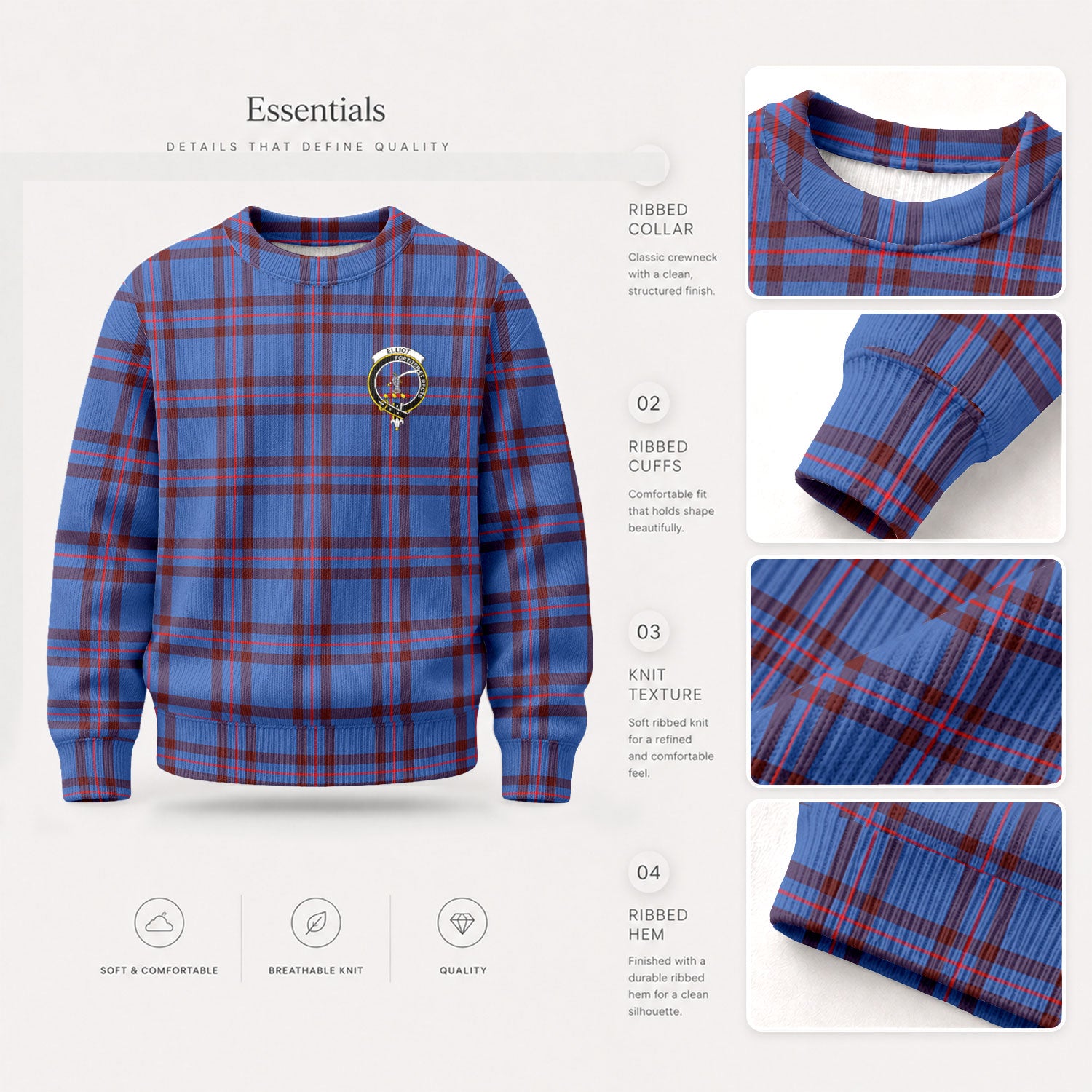 Elliot Modern Tartan Crest Sweater
