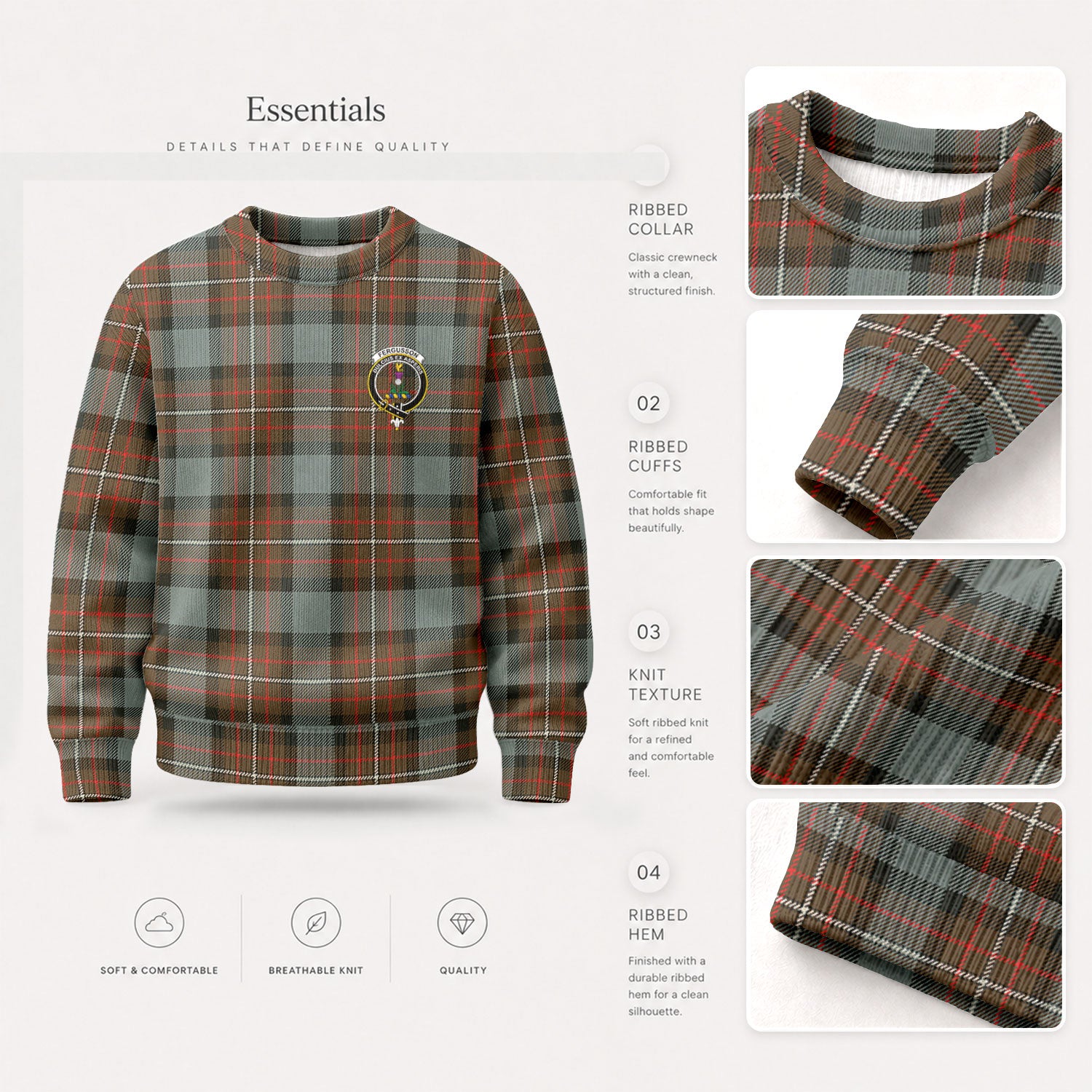 Fergusson Weathered Tartan Crest Sweater