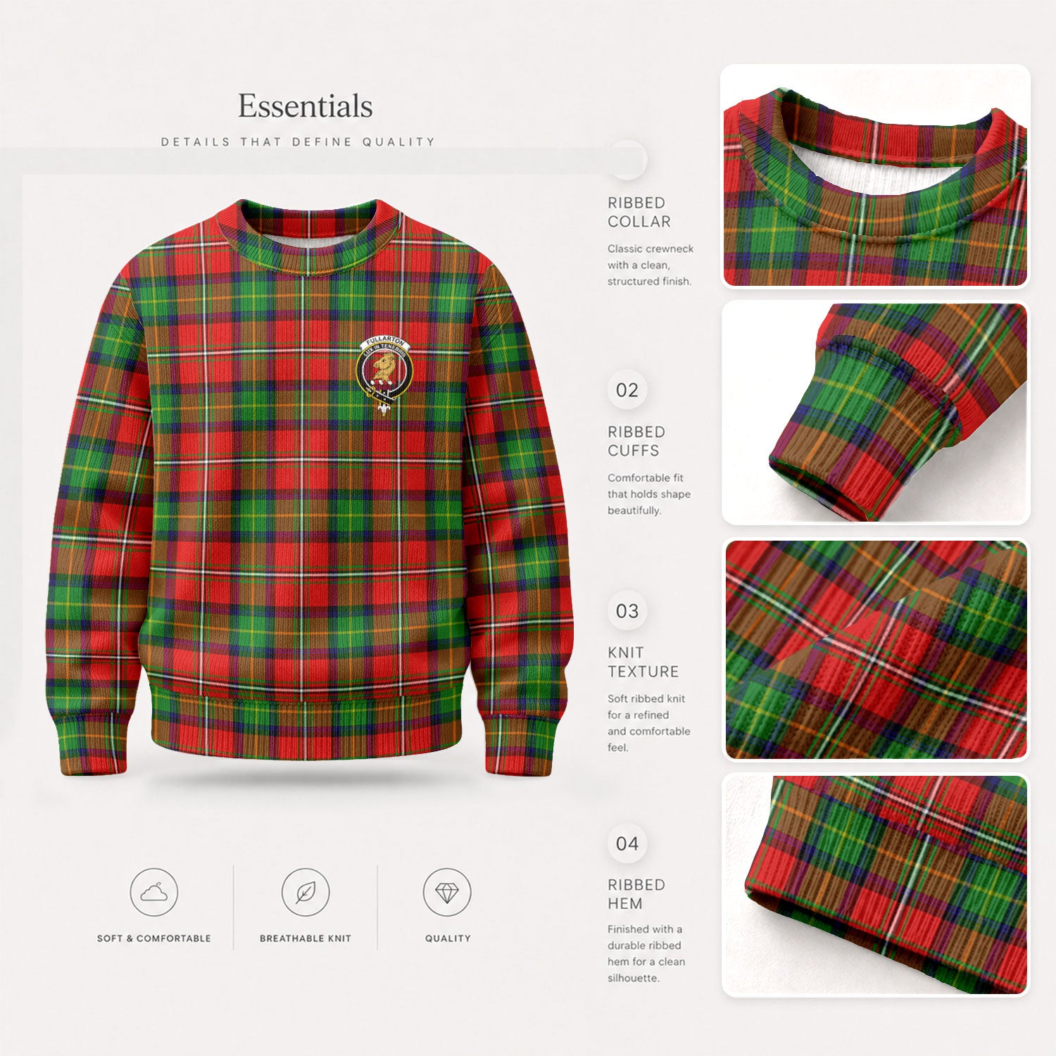 Fullarton Tartan Crest Sweater