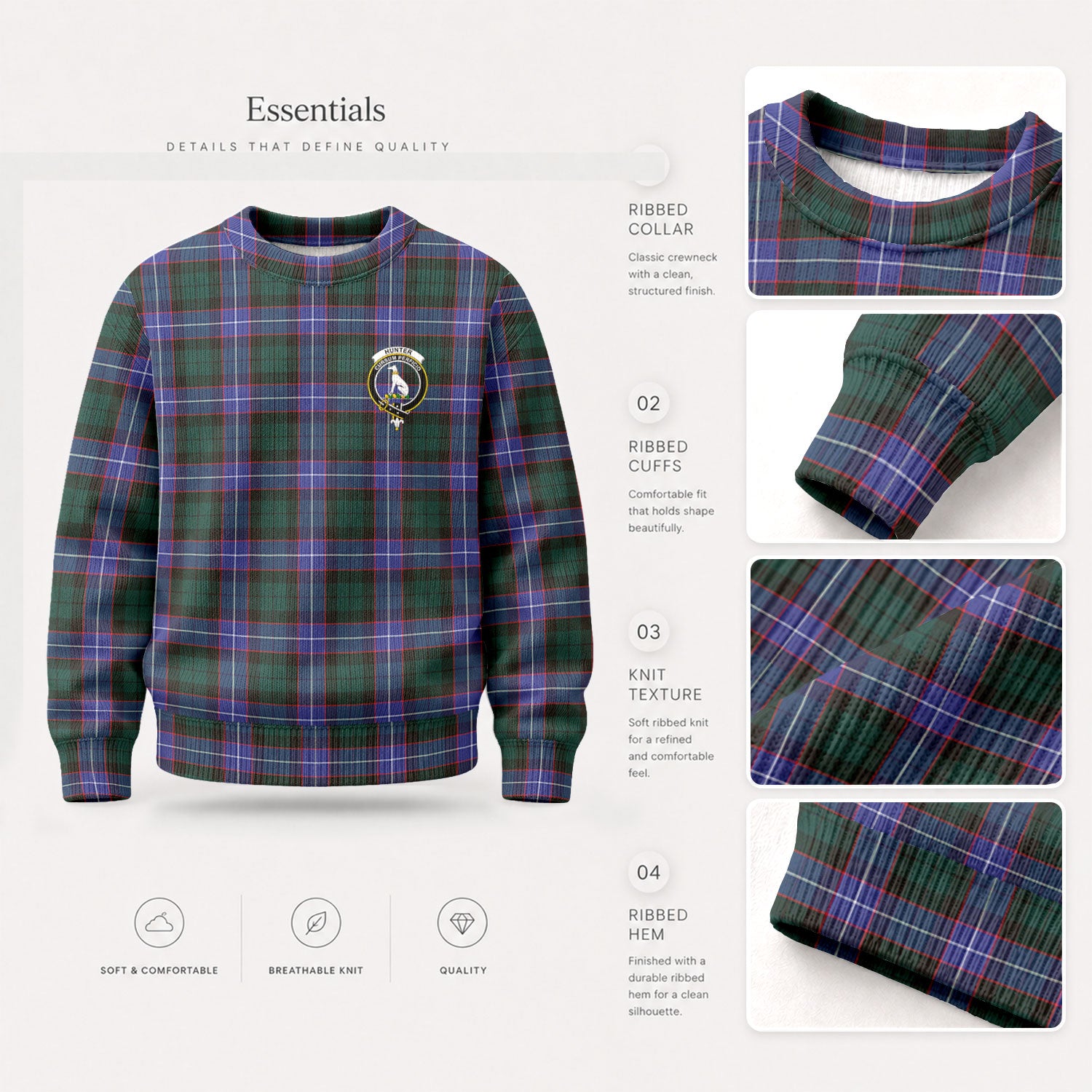 Hunter Modern Tartan Crest Sweater