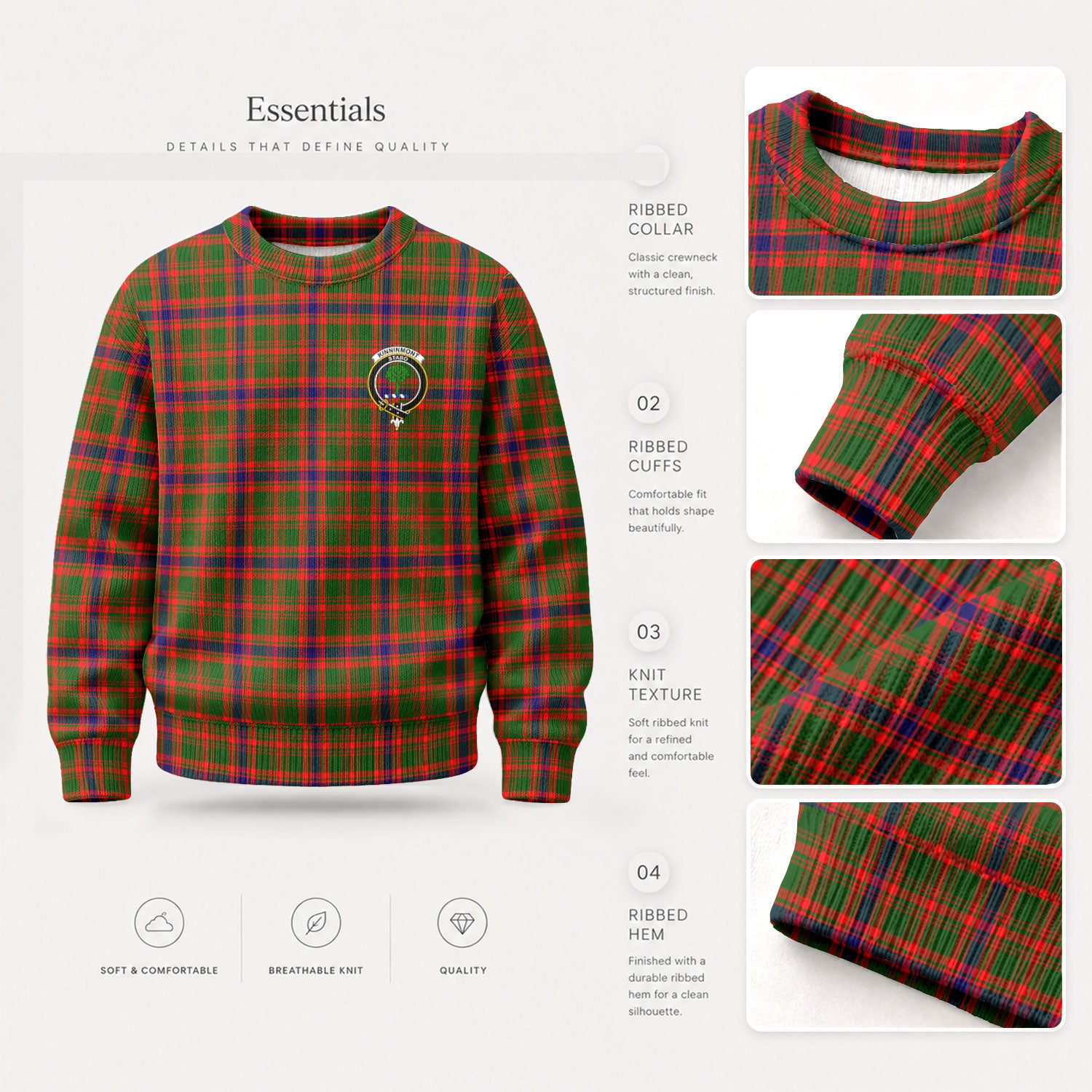 Kinninmont Tartan Crest Sweater
