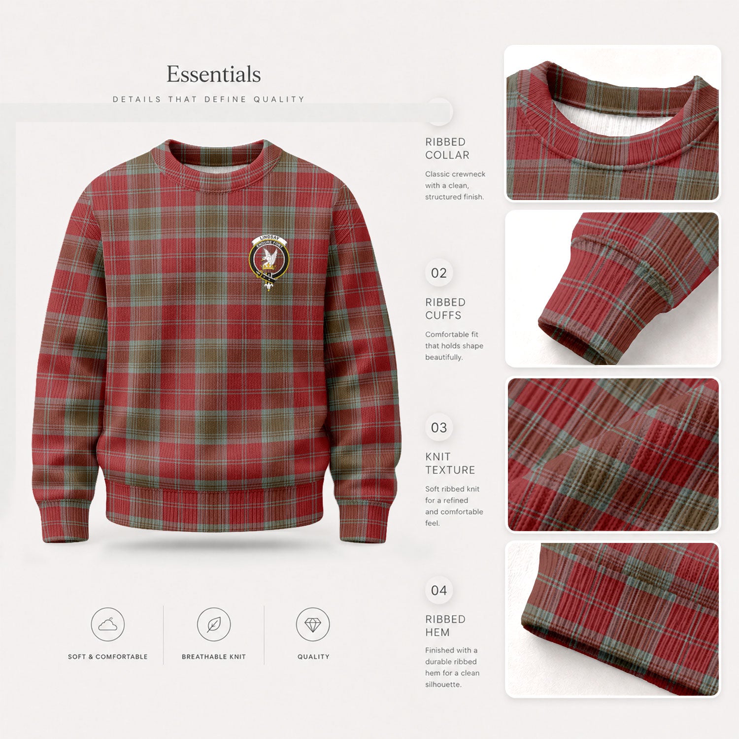 Lindsay Weathered Tartan Crest Sweater