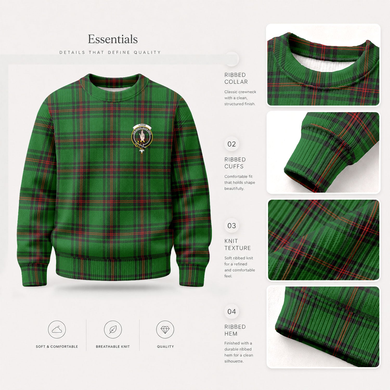 Logie Tartan Crest Sweater
