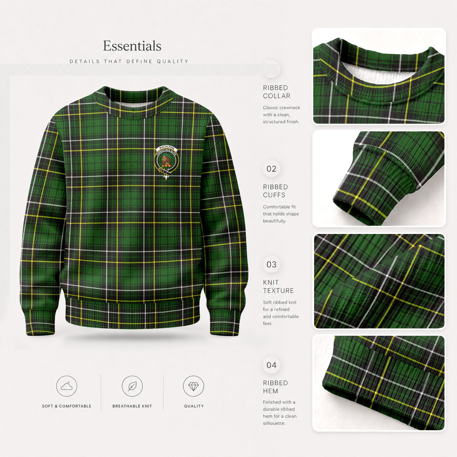 MacAlpine Modern Tartan Crest Sweater