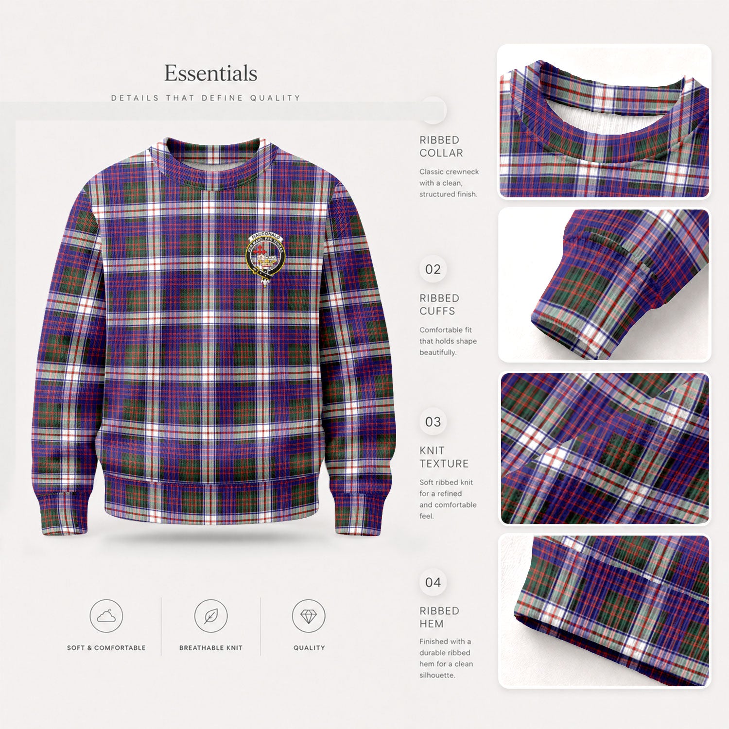 MacDonald Dress Modern Tartan Crest Sweater