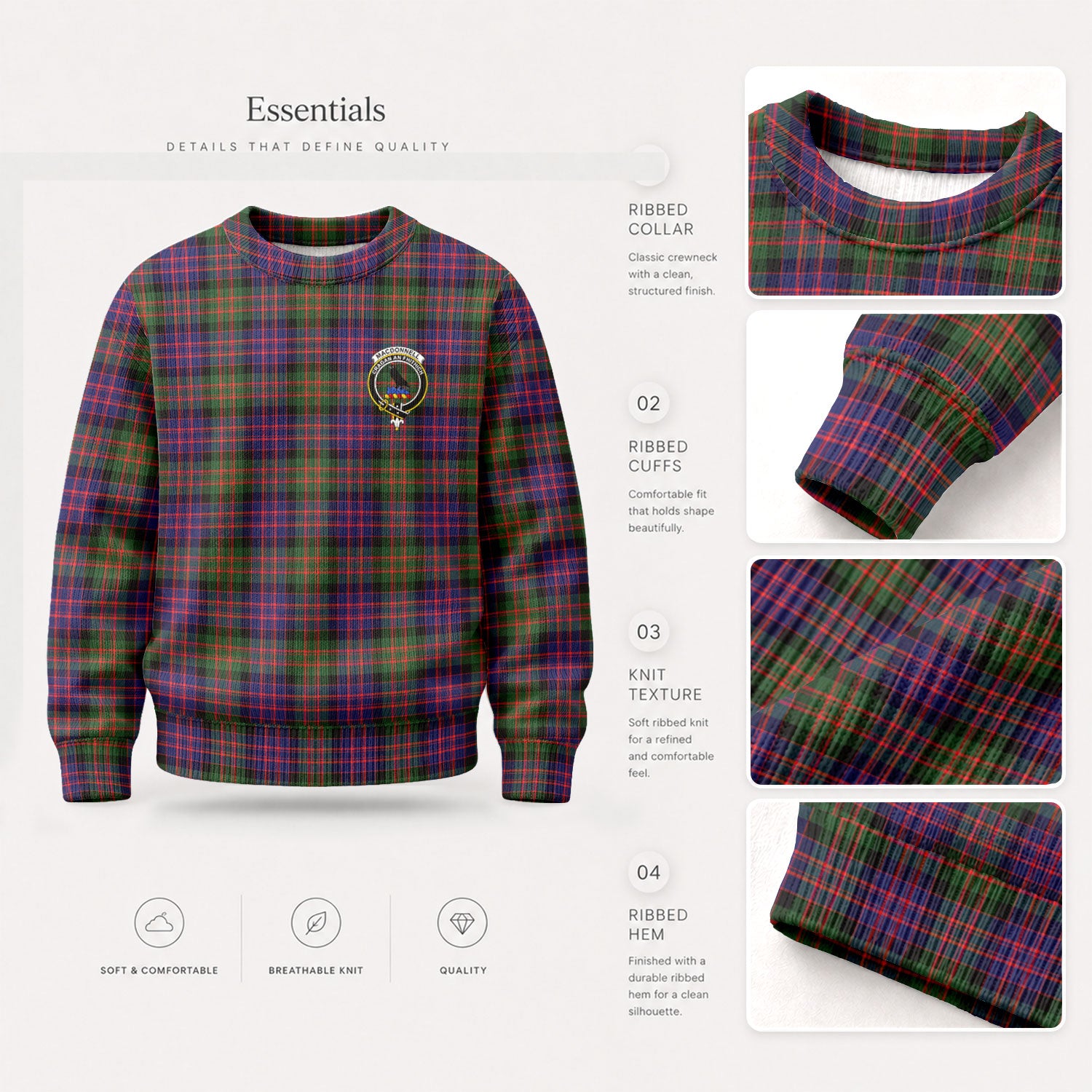 MacDonnell of Glengarry Modern Tartan Crest Sweater