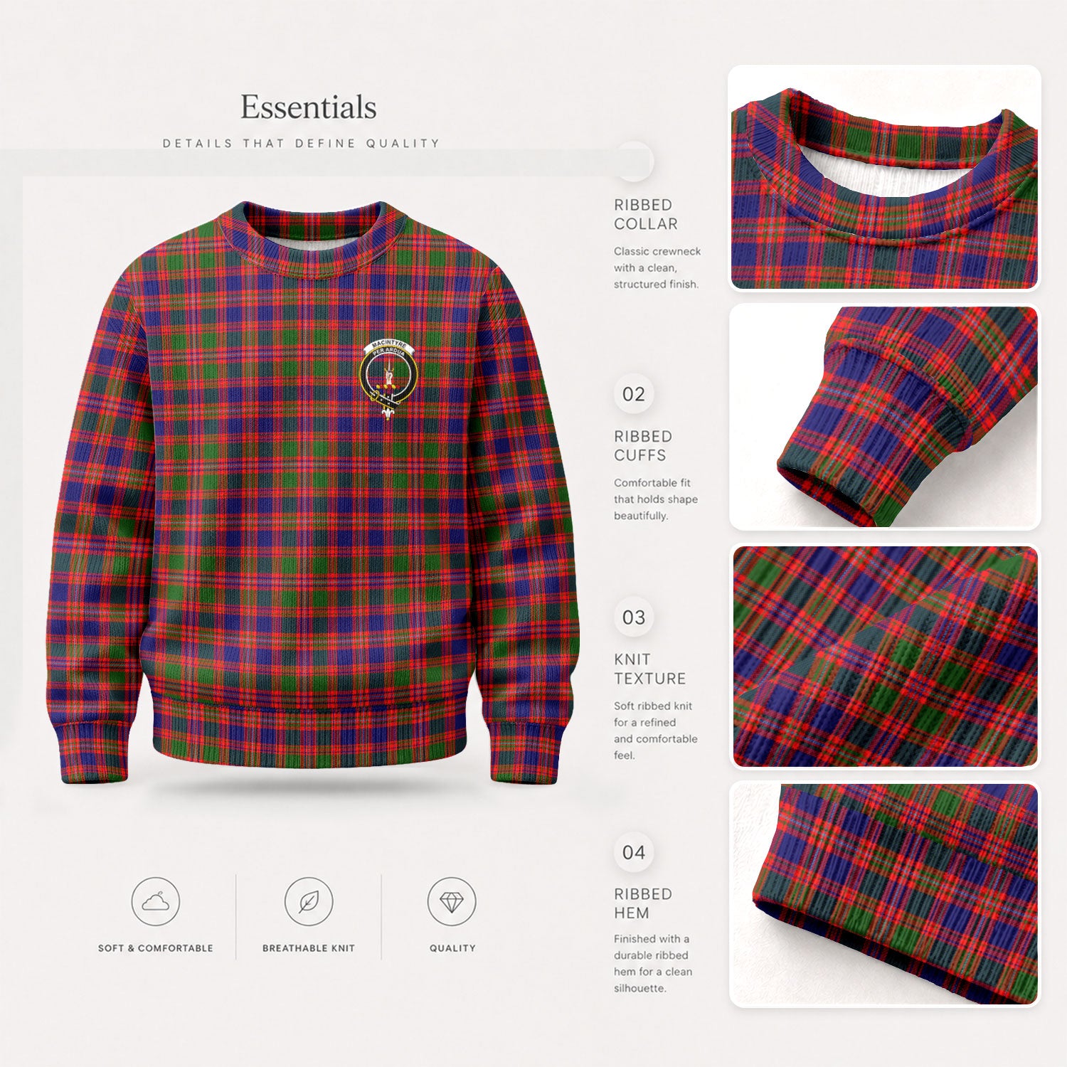 MacIntyre Modern Tartan Crest Sweater