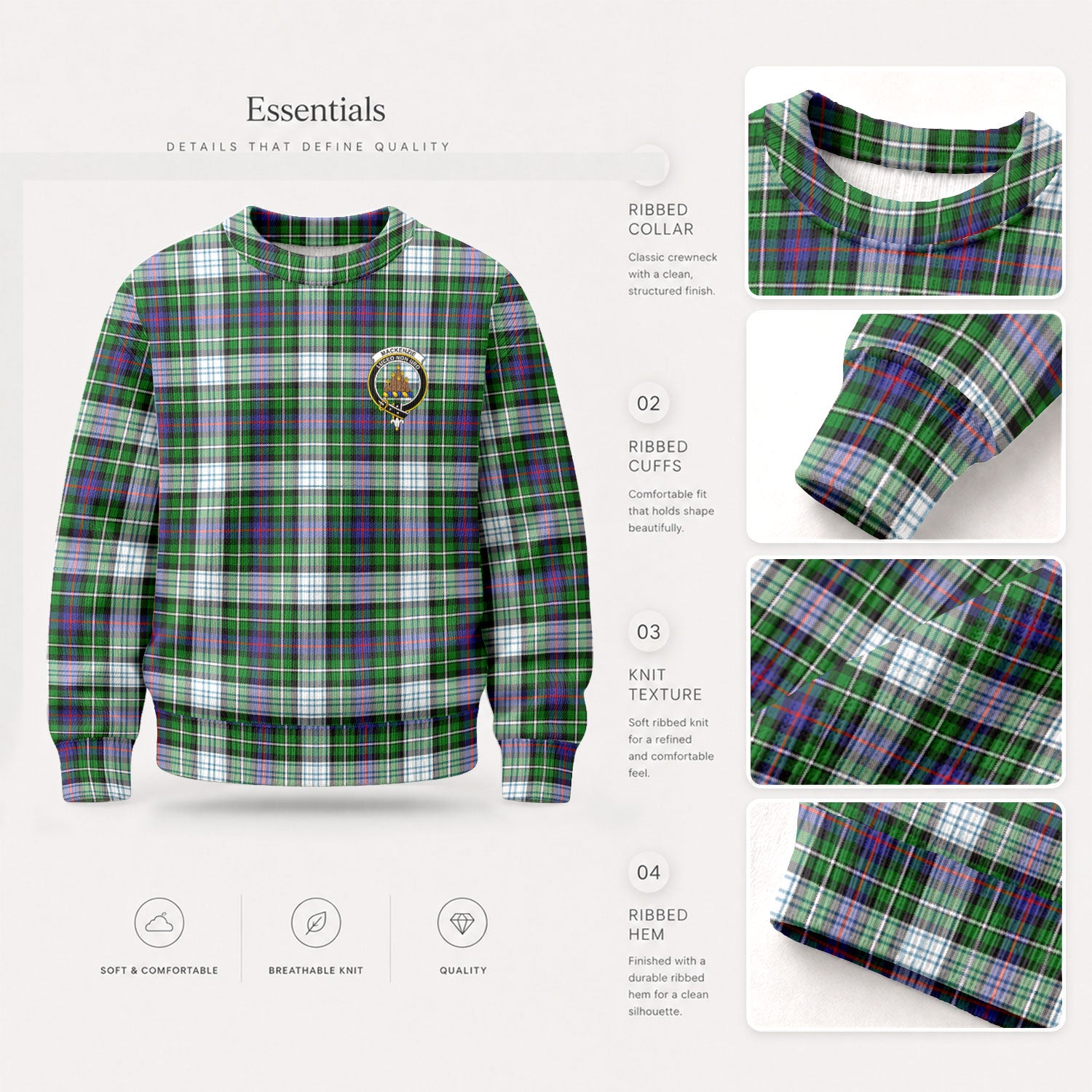 MacKenzie Dress Modern Tartan Crest Sweater