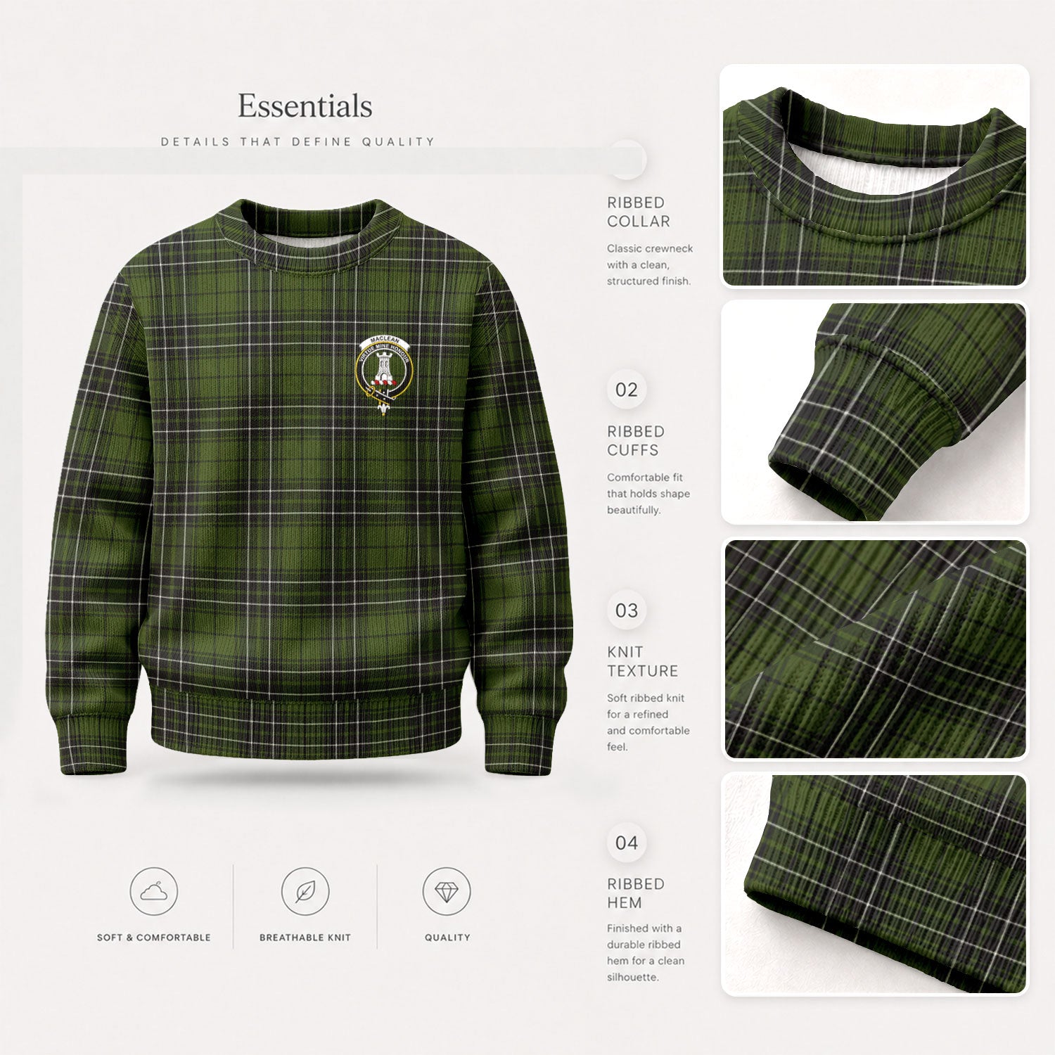 MacLean Hunting Tartan Crest Sweater