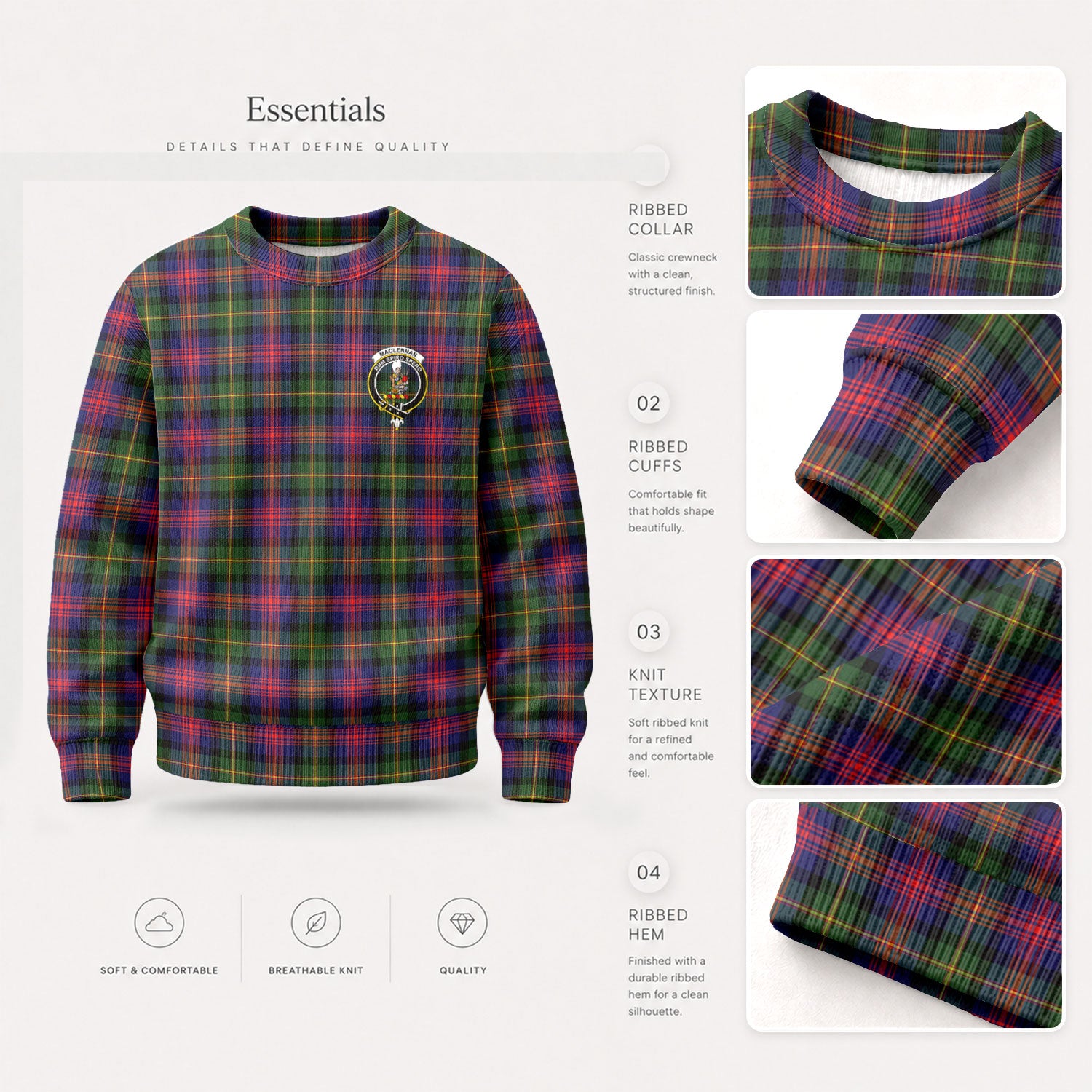 MacLennan Modern Tartan Crest Sweater