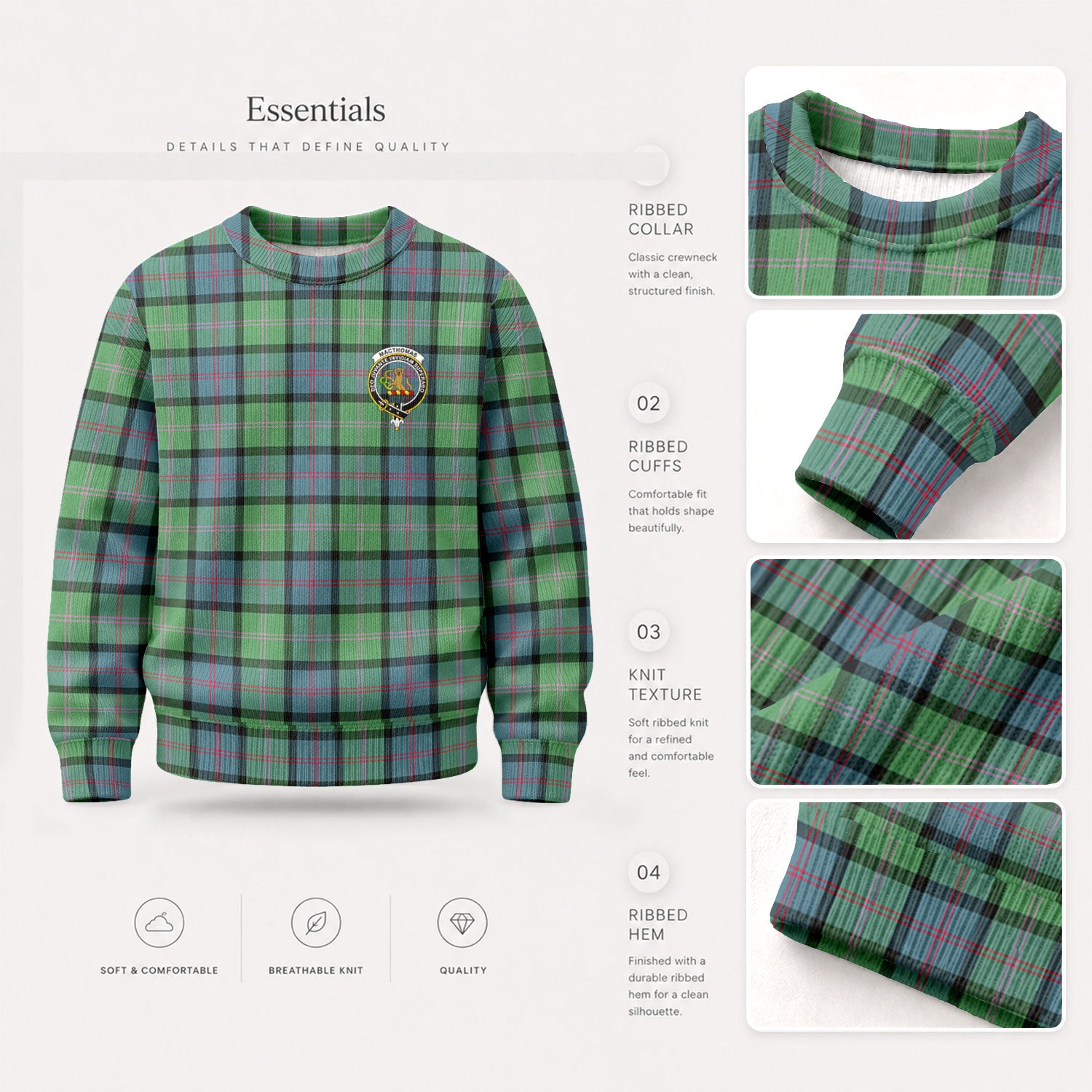 MacThomas Ancient Tartan Crest Sweater