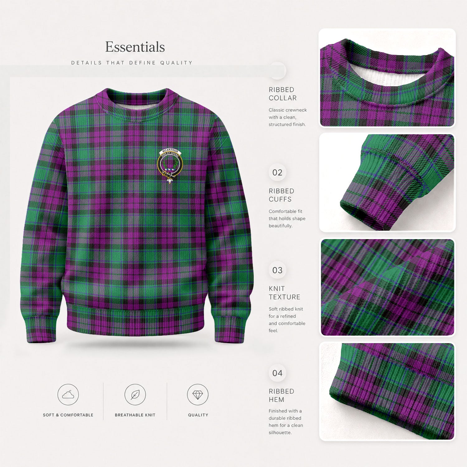 McArthur - Milton Tartan Crest Sweater