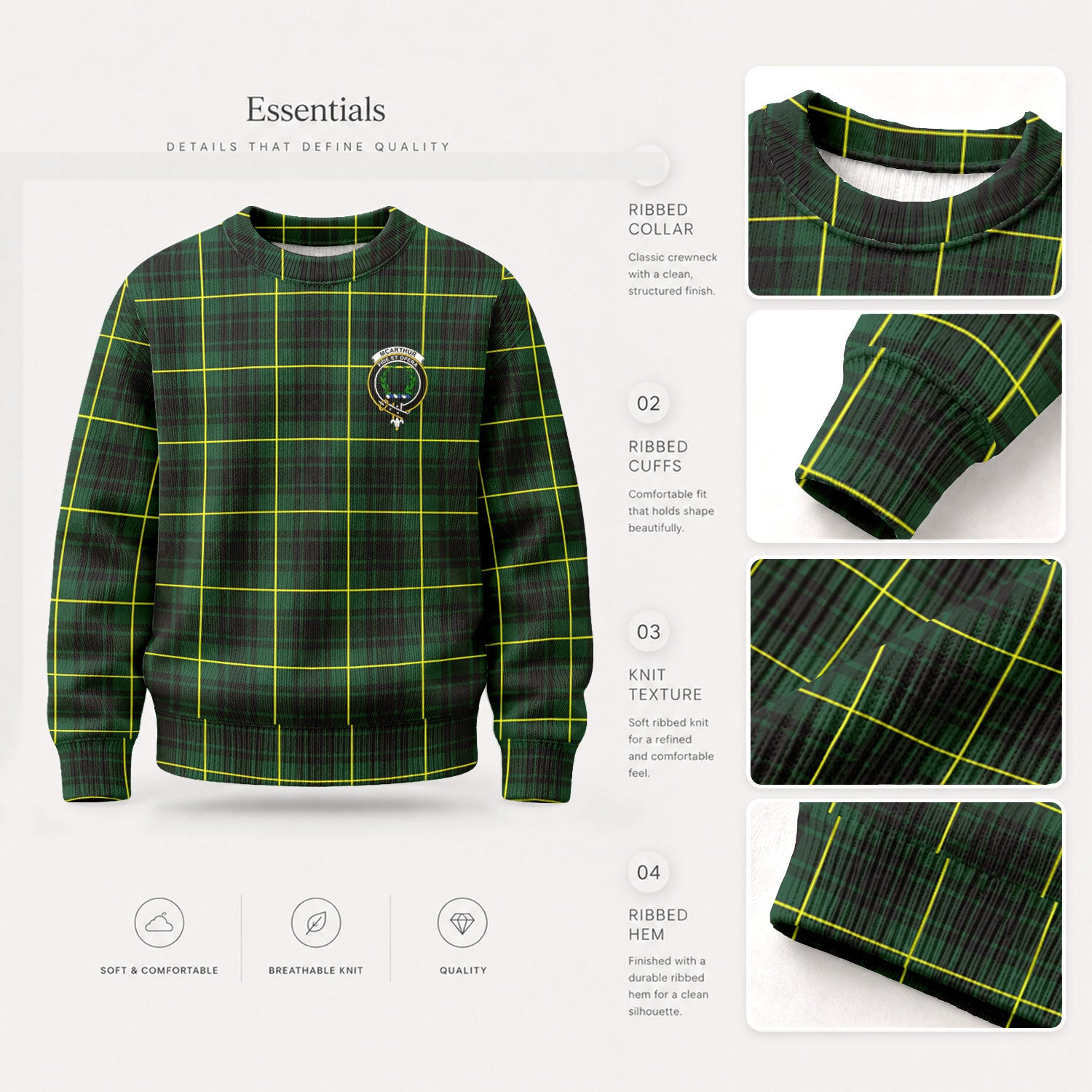 McArthur Modern Tartan Crest Sweater