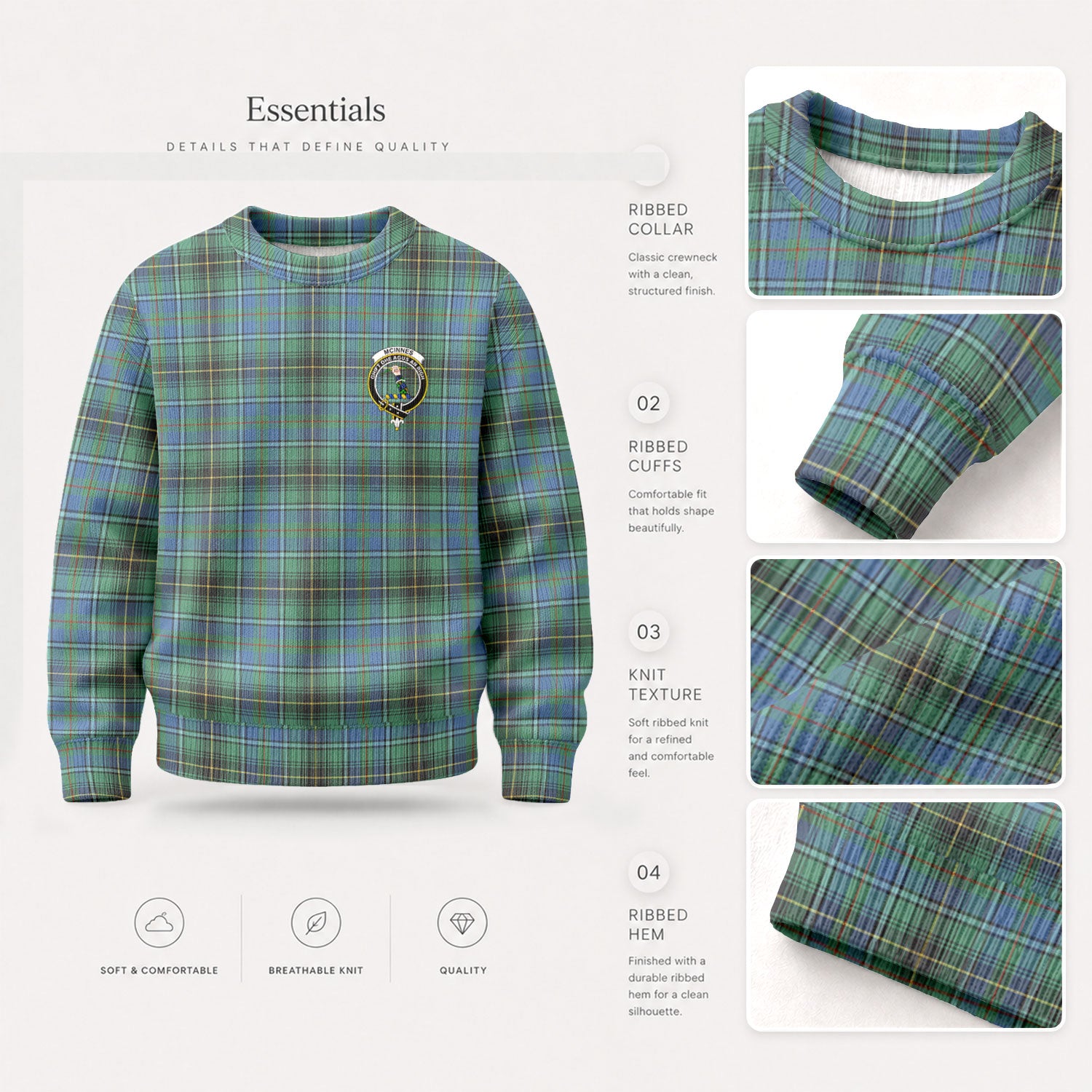 McInnes Ancient Tartan Crest Sweater