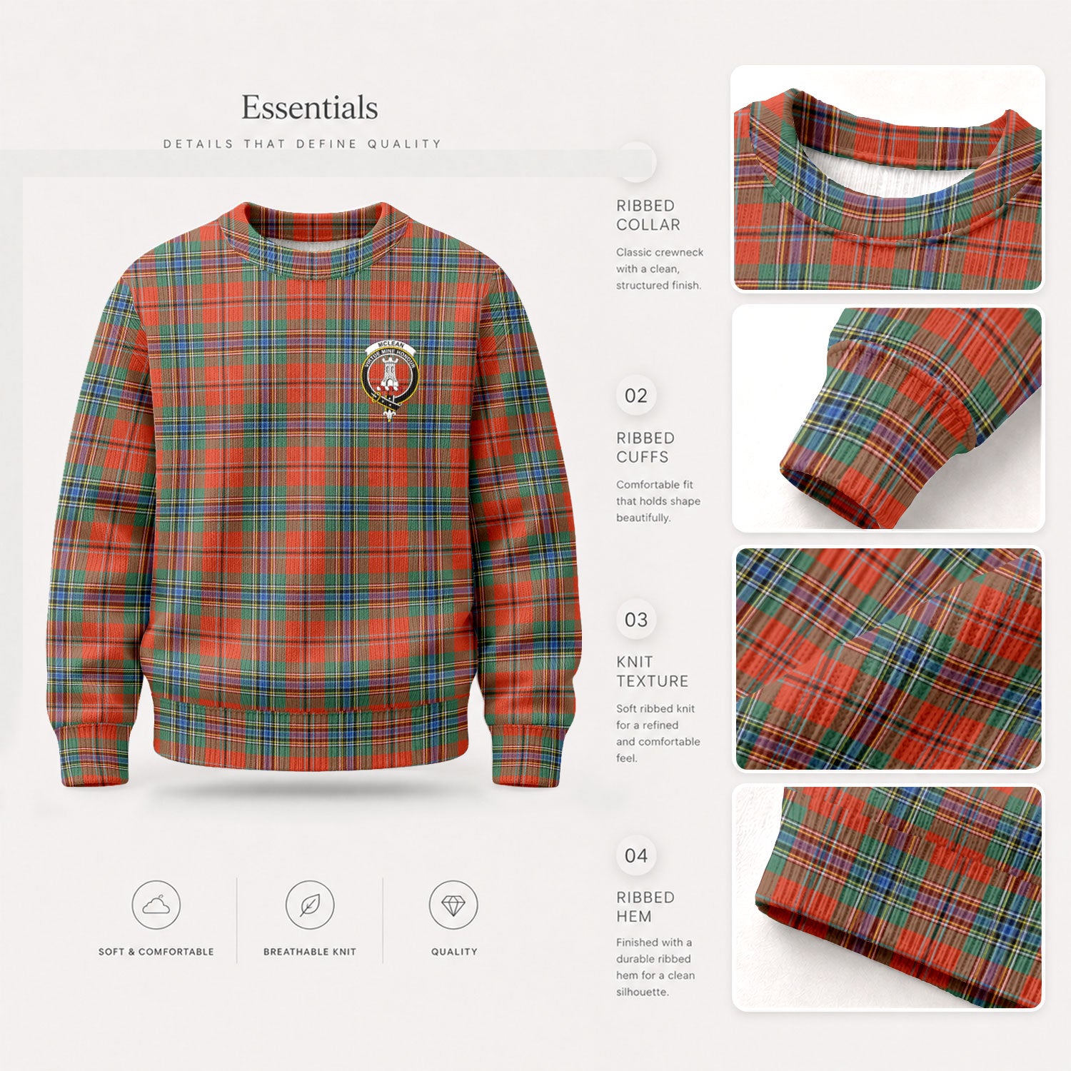 McLean of Duart Ancient Tartan Crest Sweater