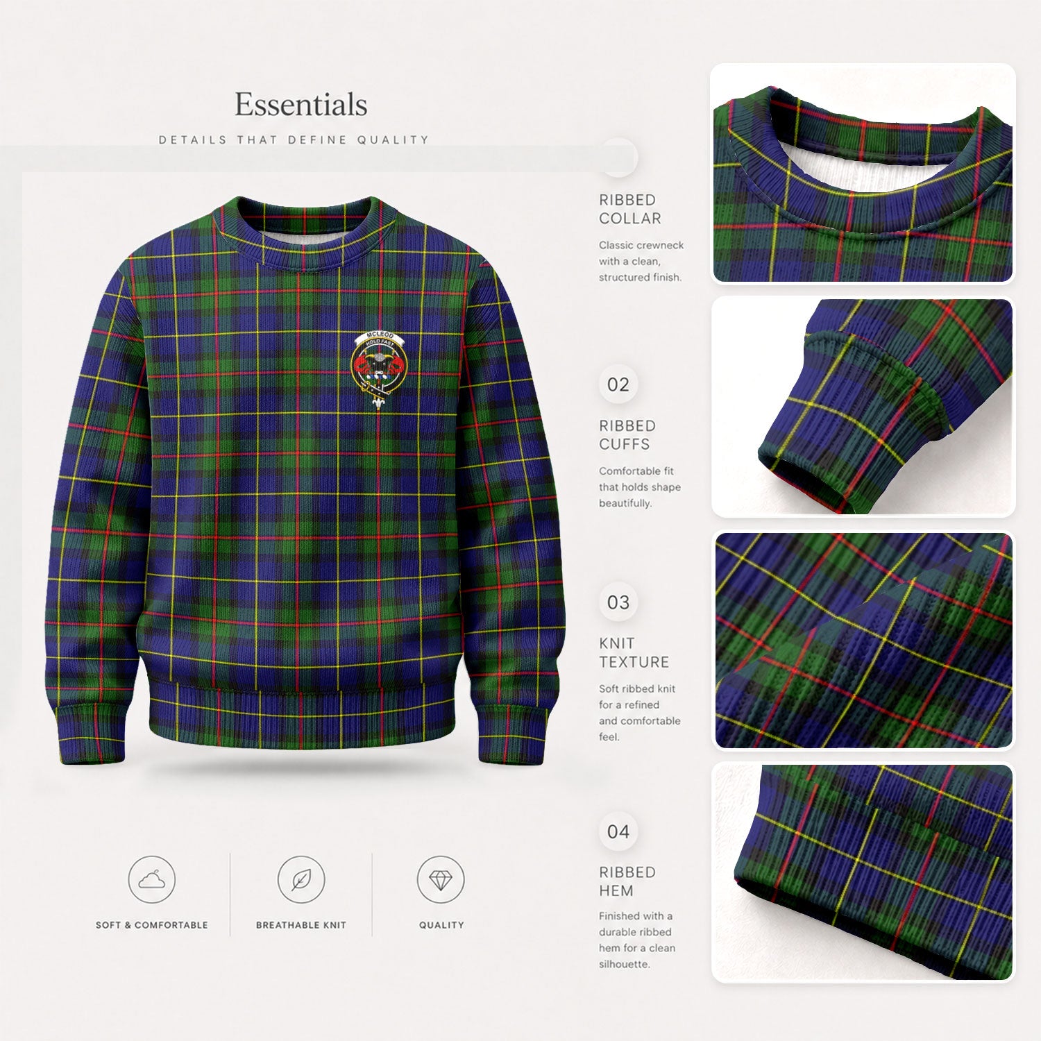 McLeod of Harris Modern Tartan Crest Sweater