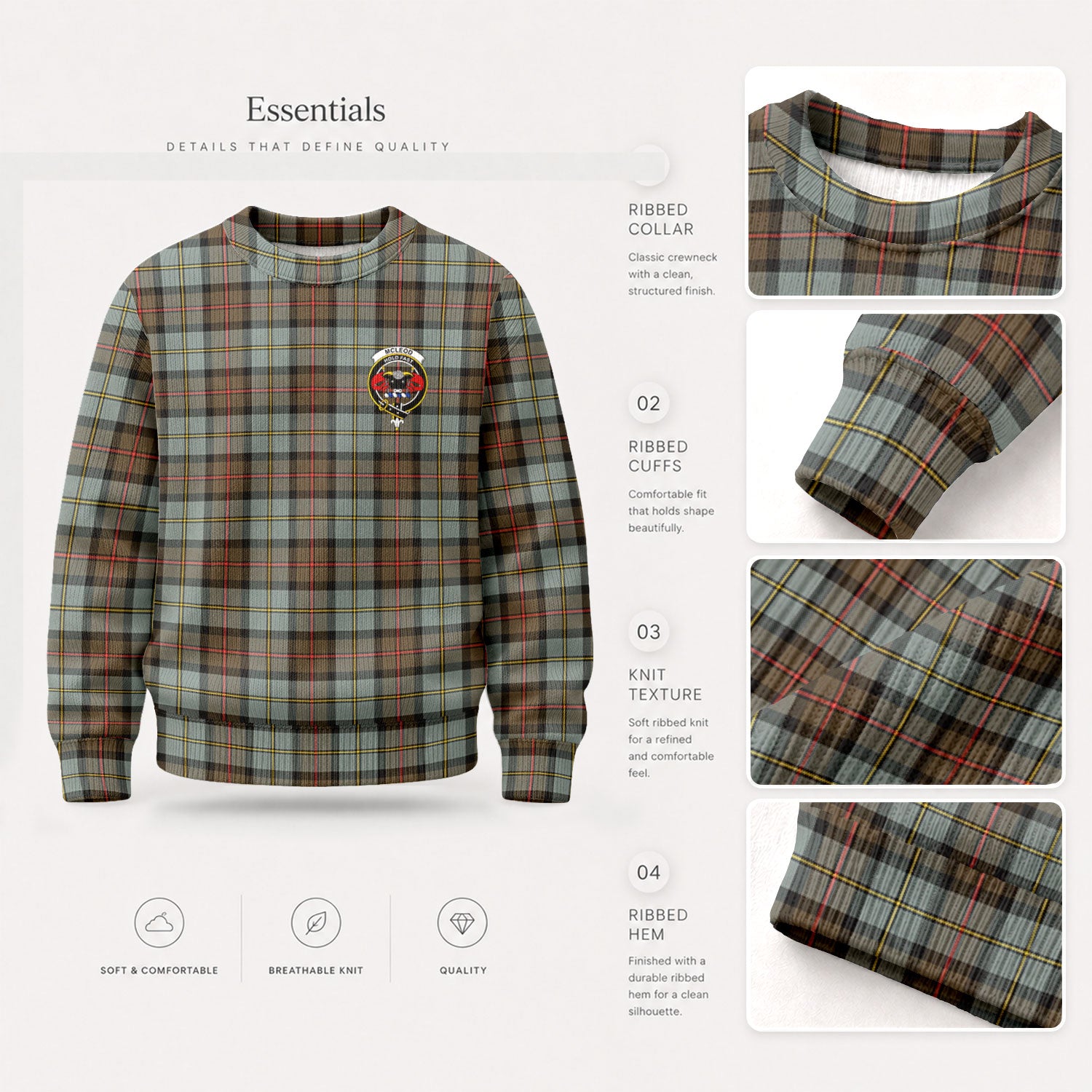 McLeod of Harris Weathered Tartan Crest Sweater
