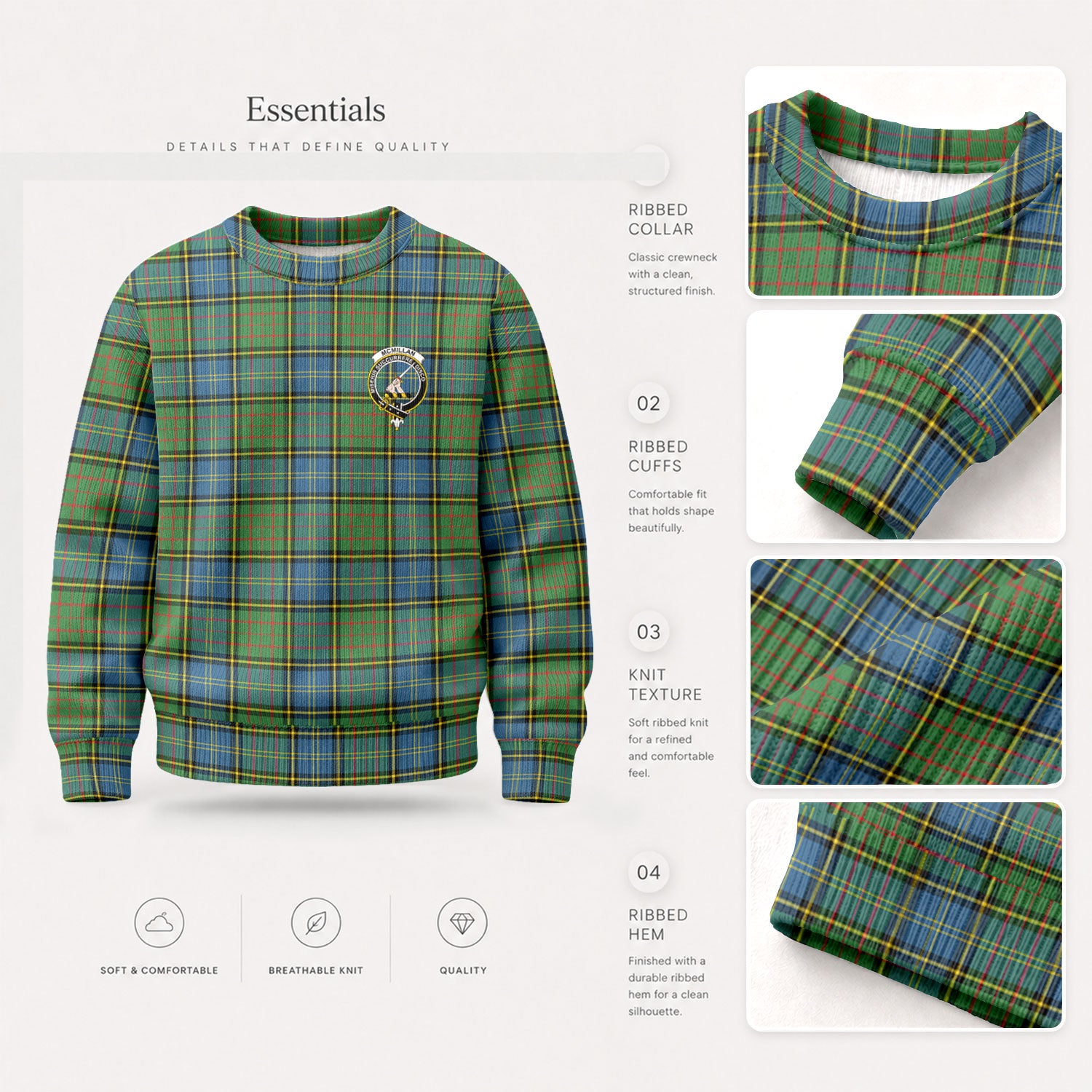 McMillan Hunting Ancient Tartan Crest Sweater