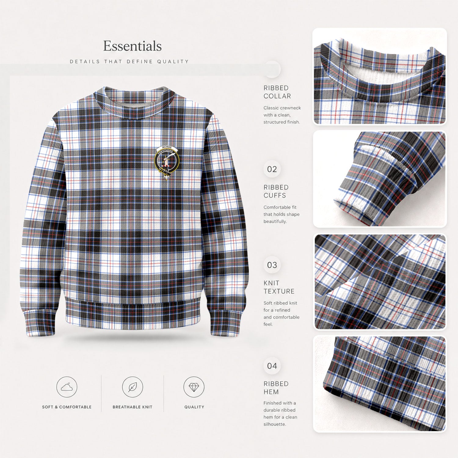 McRae Dress Modern Tartan Crest Sweater