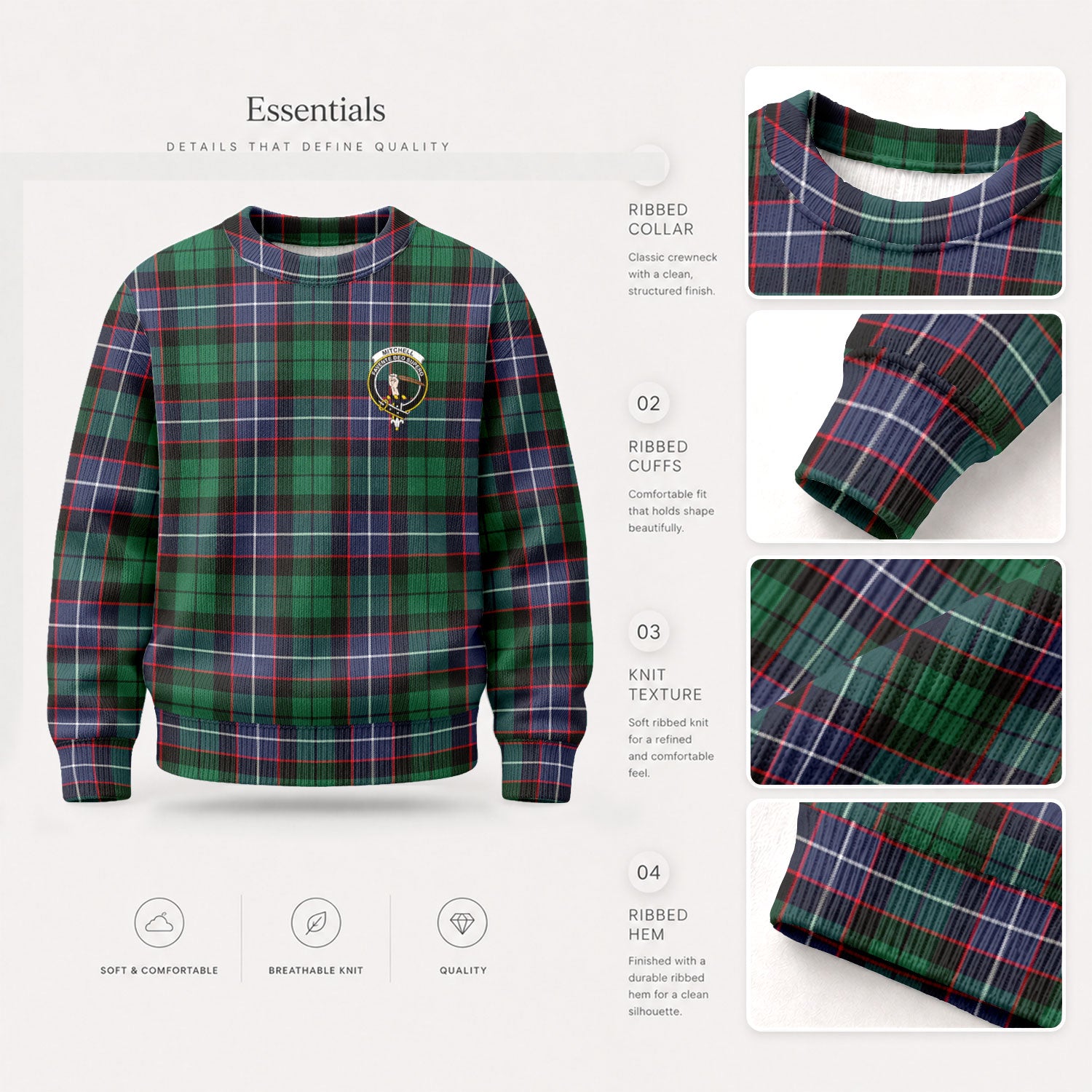 Mitchell Modern Tartan Crest Sweater
